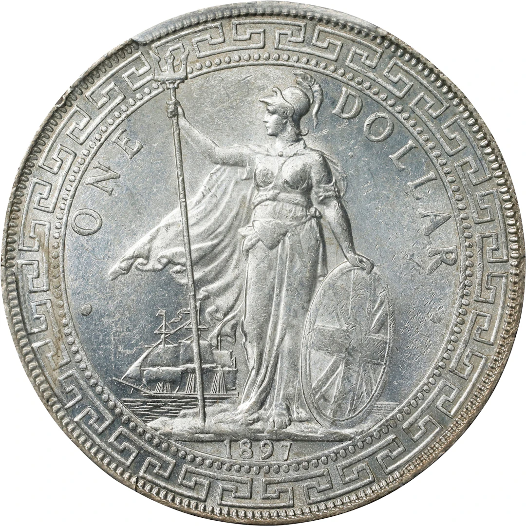 GREAT BRITAIN. Trade Dollar, 1897-B. Bombay Mint. Victoria. PCGS MS-63.