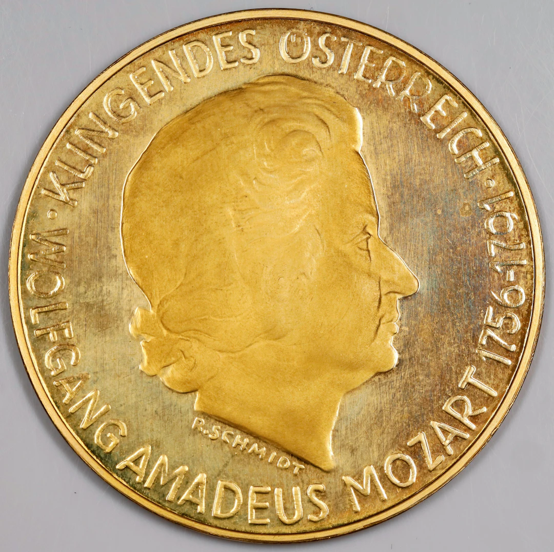 (1.447 oz, 45 g AGW). Austria. 1963 Sounds of Austria Wolfgang Amadeus