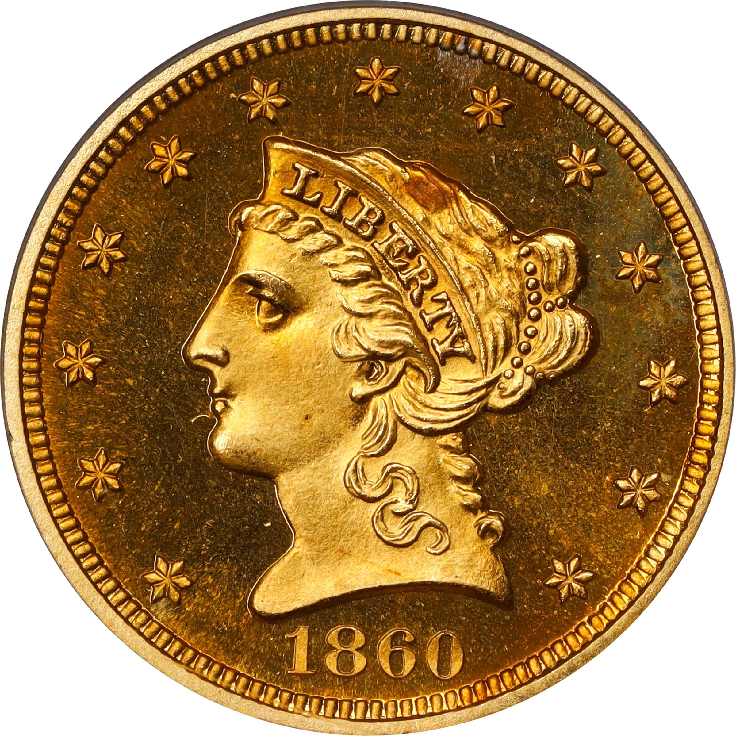 1860 Liberty Head Quarter Eagle. JD-1. Rarity-6+. Proof-66 Cameo (PCGS).