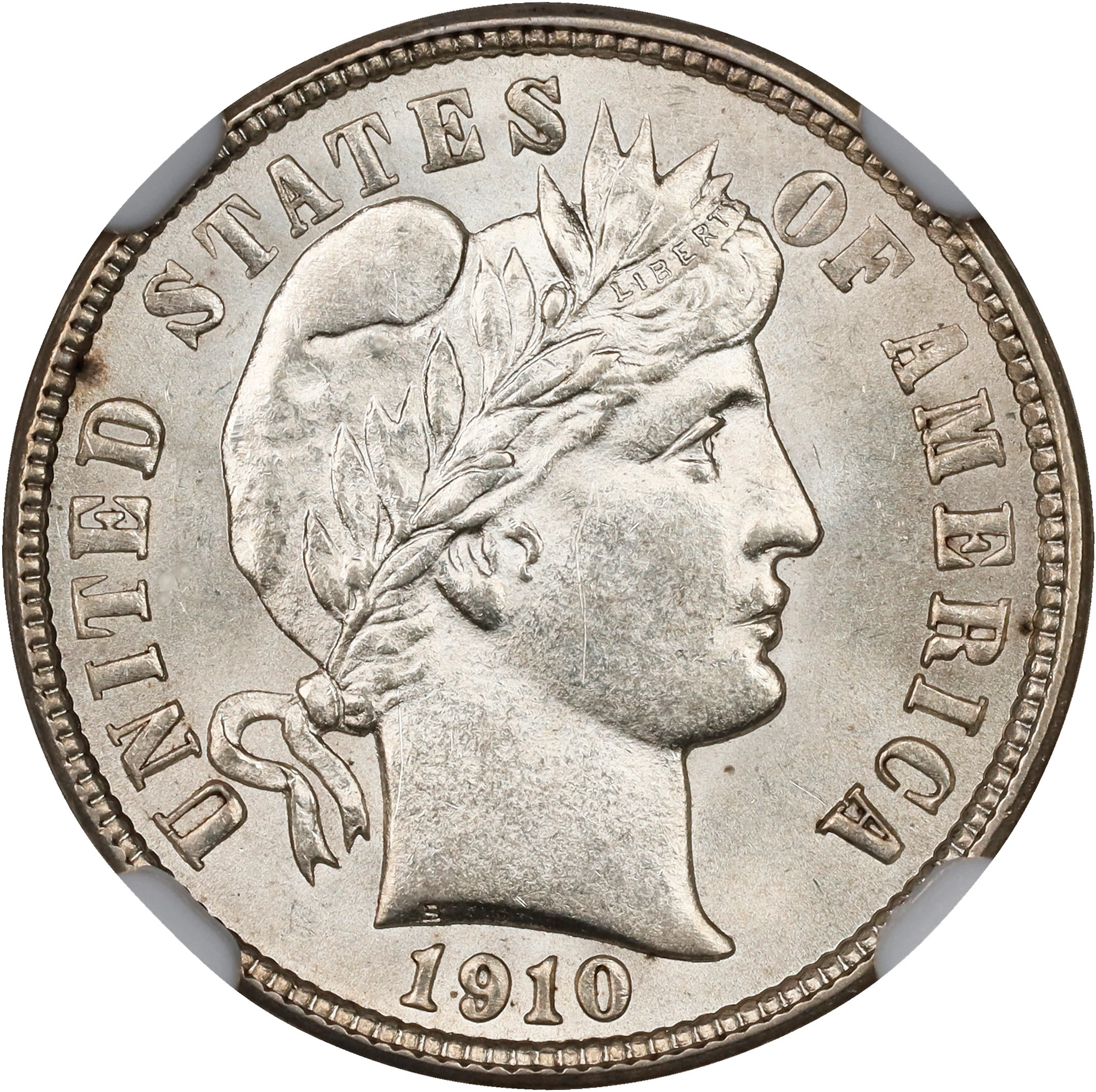 1910 Barber Dime. MS-64 (NGC).