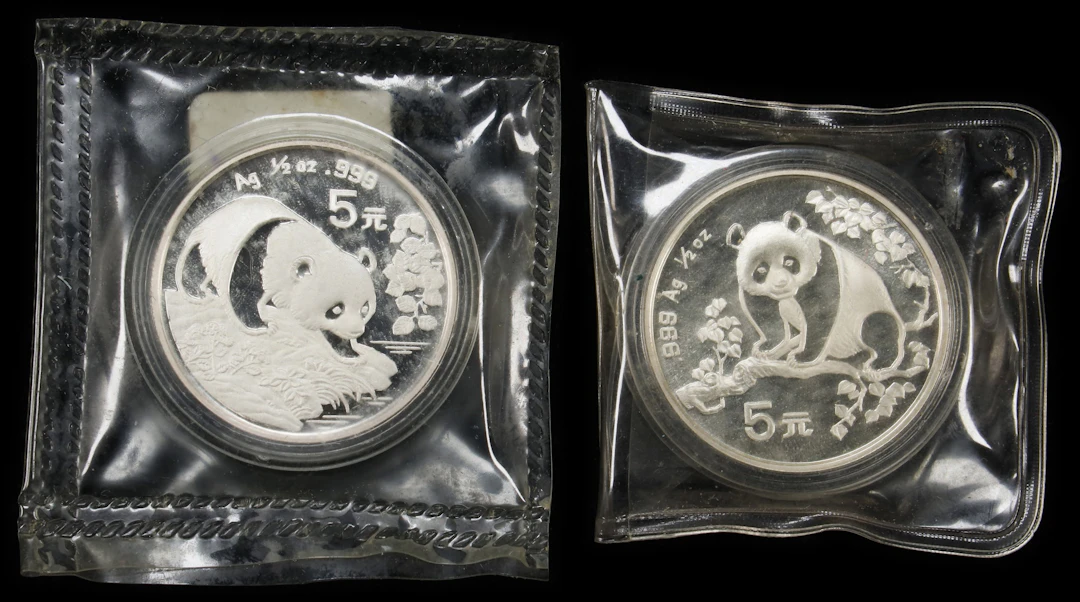 (t) CHINA. Duo of Silver 5 Yuan (2 Pieces), 1993 & 1994. Panda Series.