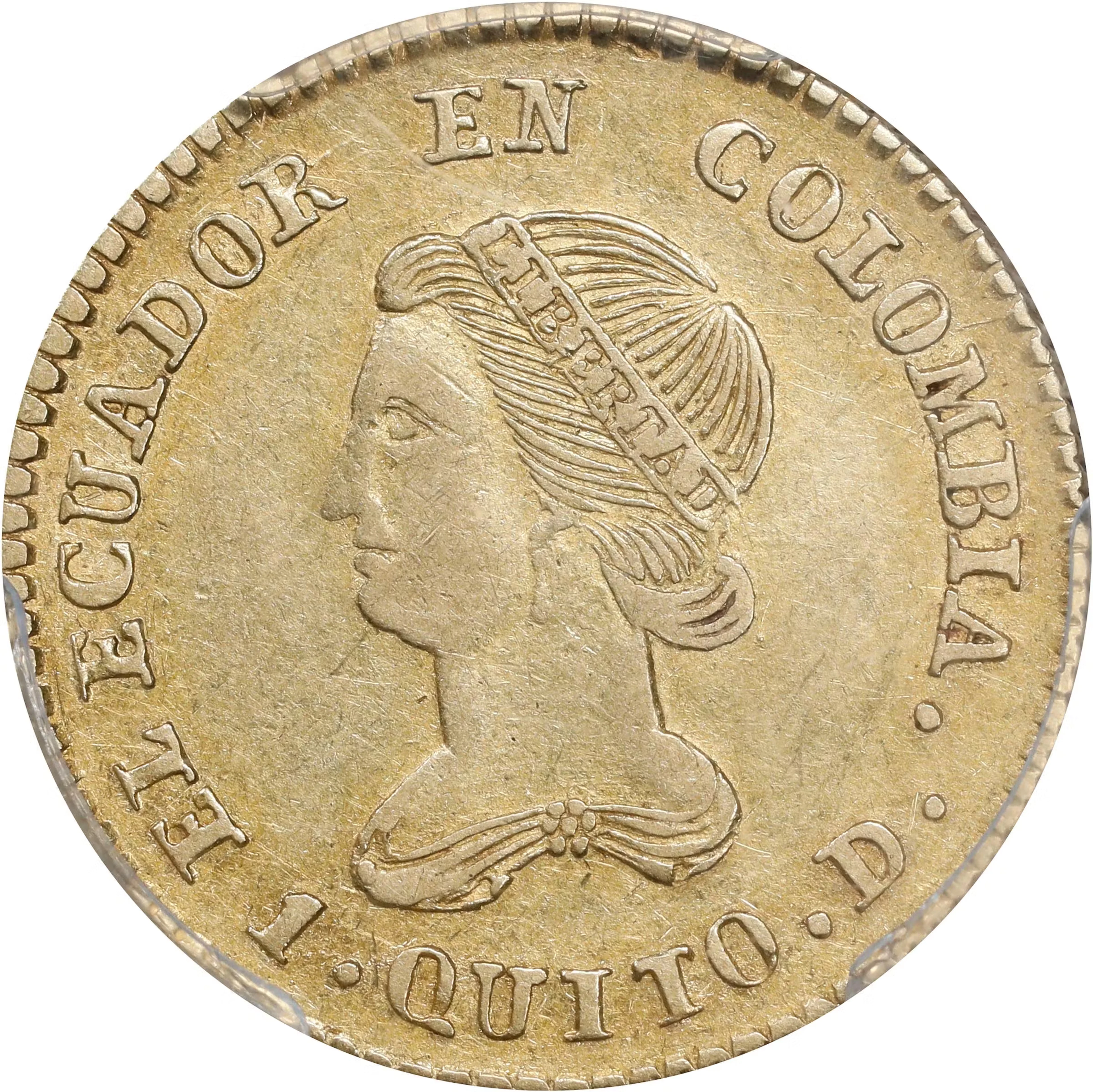 ECUADOR. 2 Escudos, 1835-QUITO FP. Quito Mint. PCGS AU-50.