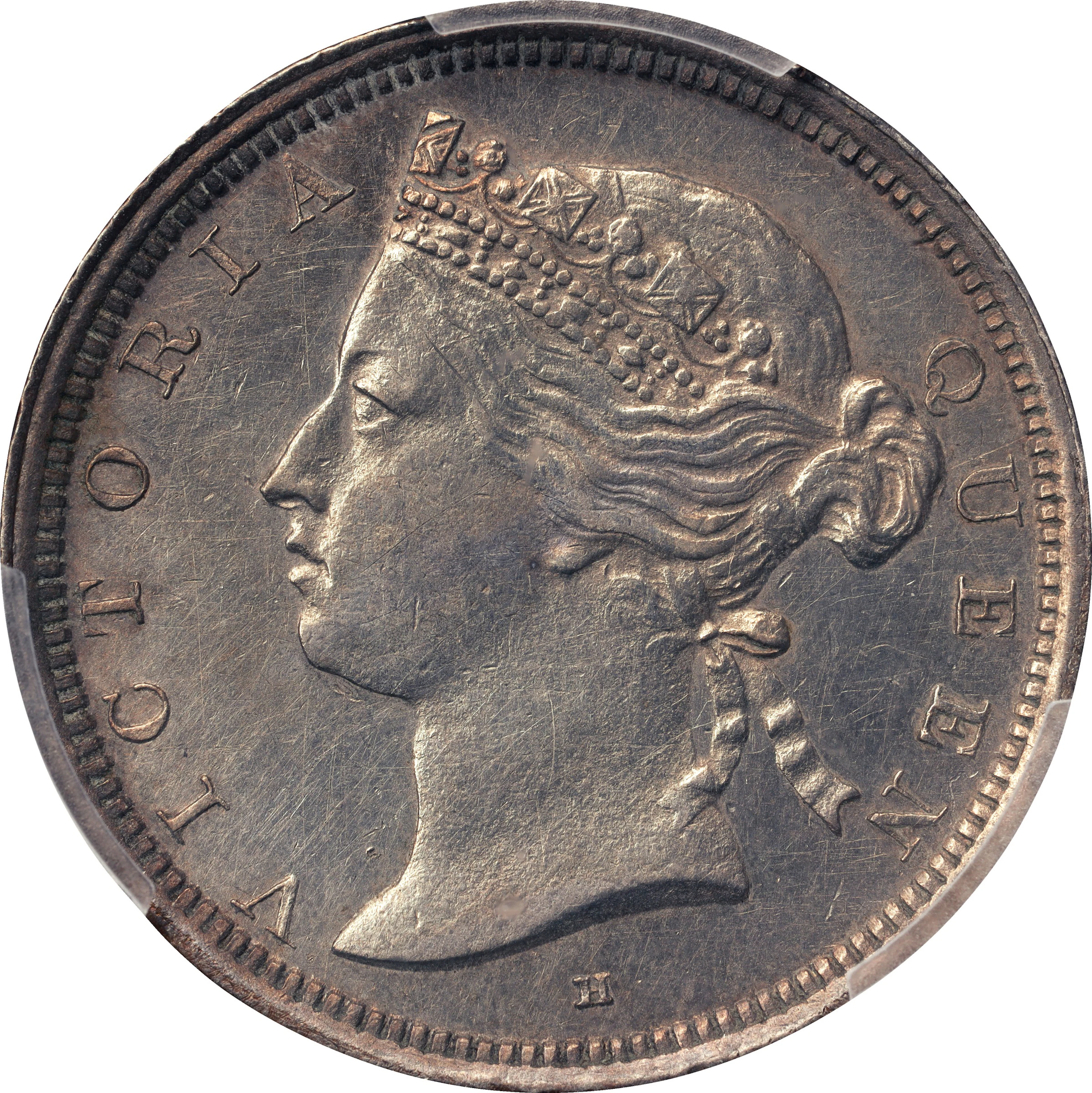(t) HONG KONG (SAR). 20 Cents, 1875-H. Birmingham (Heaton) Mint. Victoria.