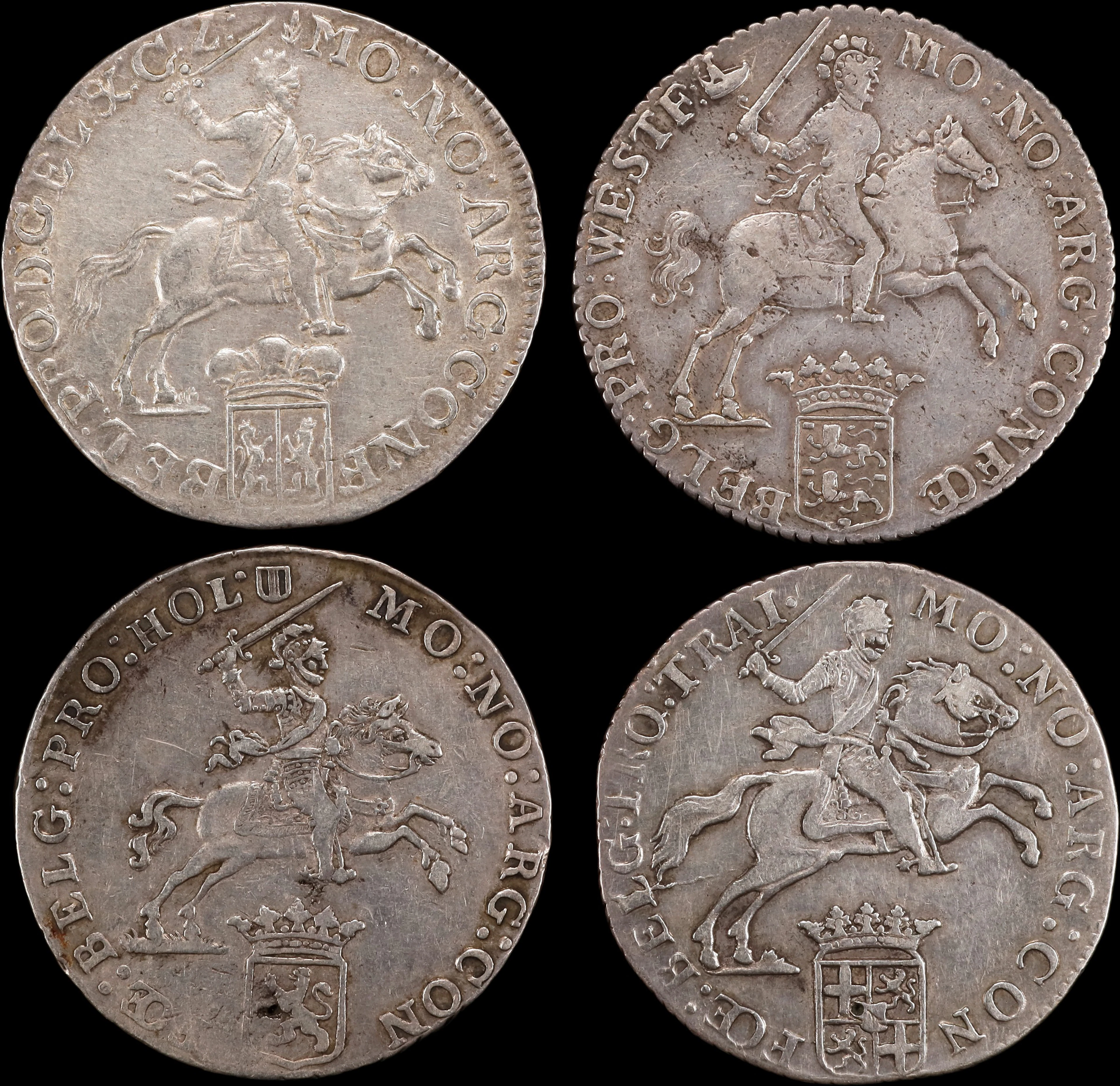 NETHERLANDS. Quartet of 1/2 Ducaton (1/2 Silver Rider) (4 Pieces)