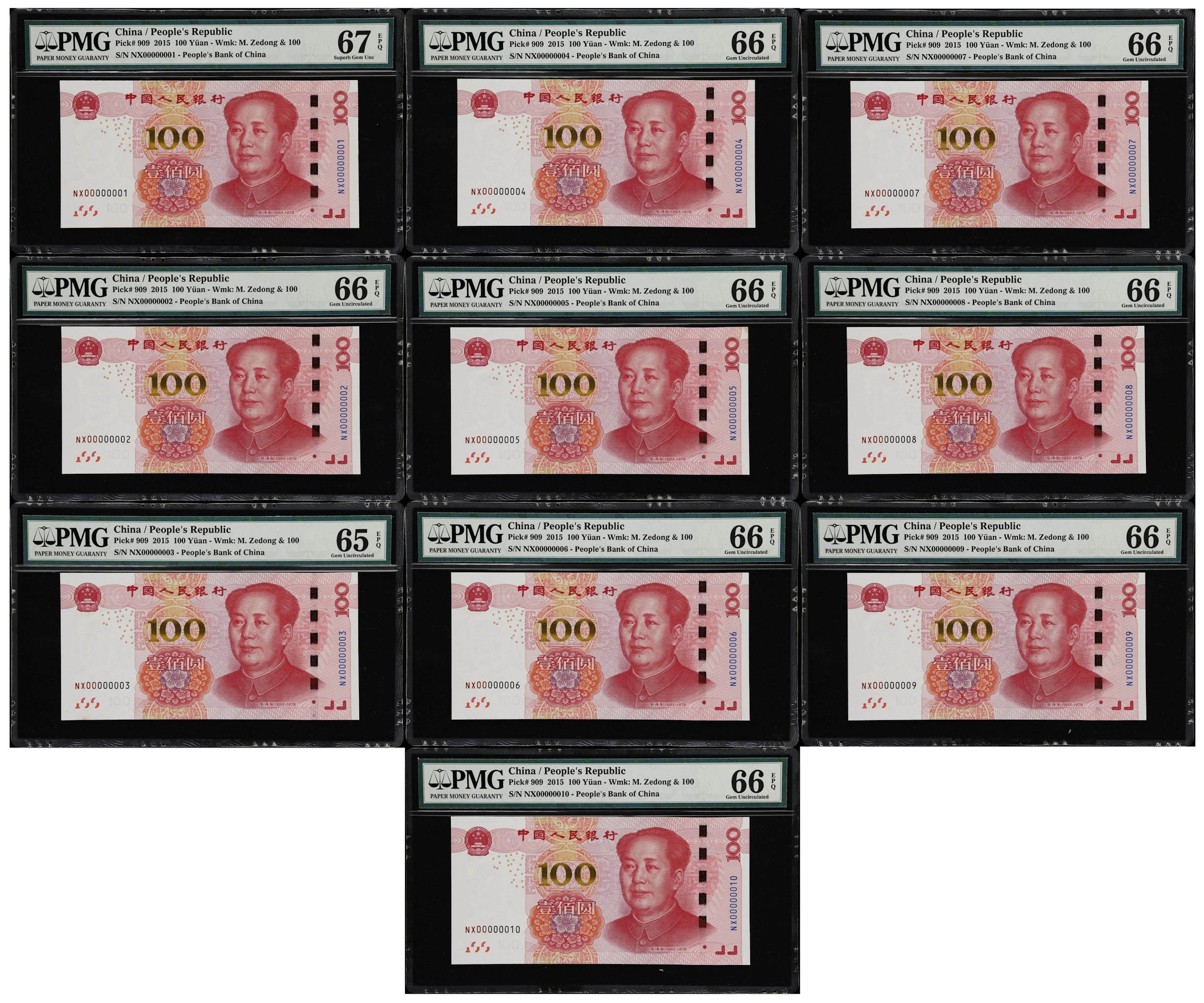 (t) CHINA--PEOPLE'S REPUBLIC. Lot of (10). People's Bank of China.