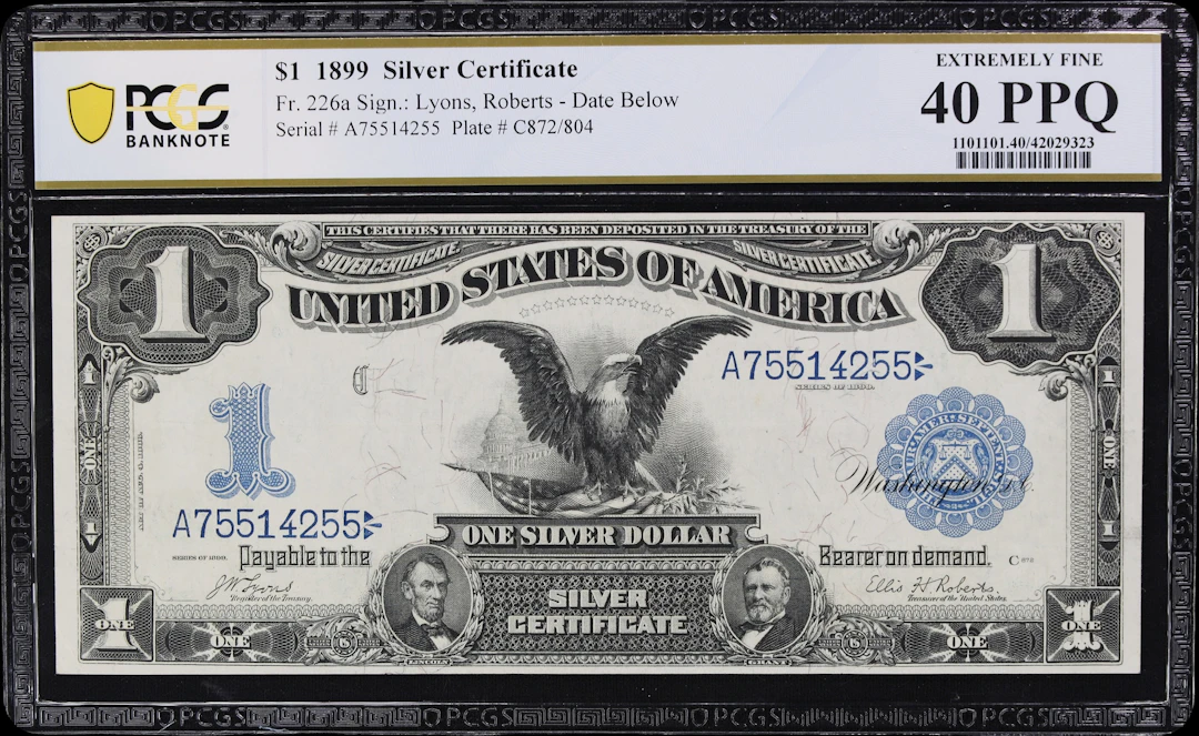 Fr. 226a. 1899 $1 Silver Certificate. PCGS Banknote Extremely Fine 40 PPQ.