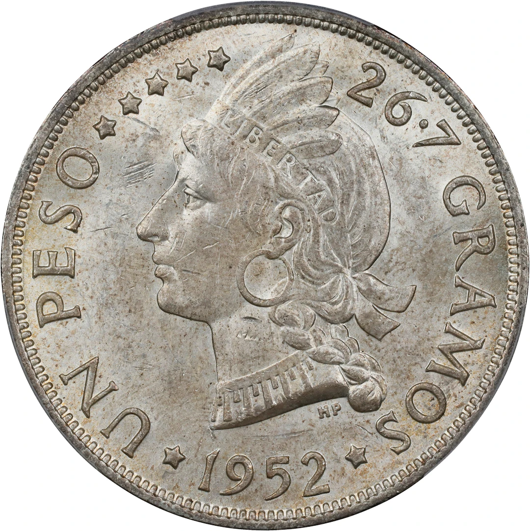 DOMINICAN REPUBLIC. Peso, 1952. Philadelphia Mint. PCGS MS-63.