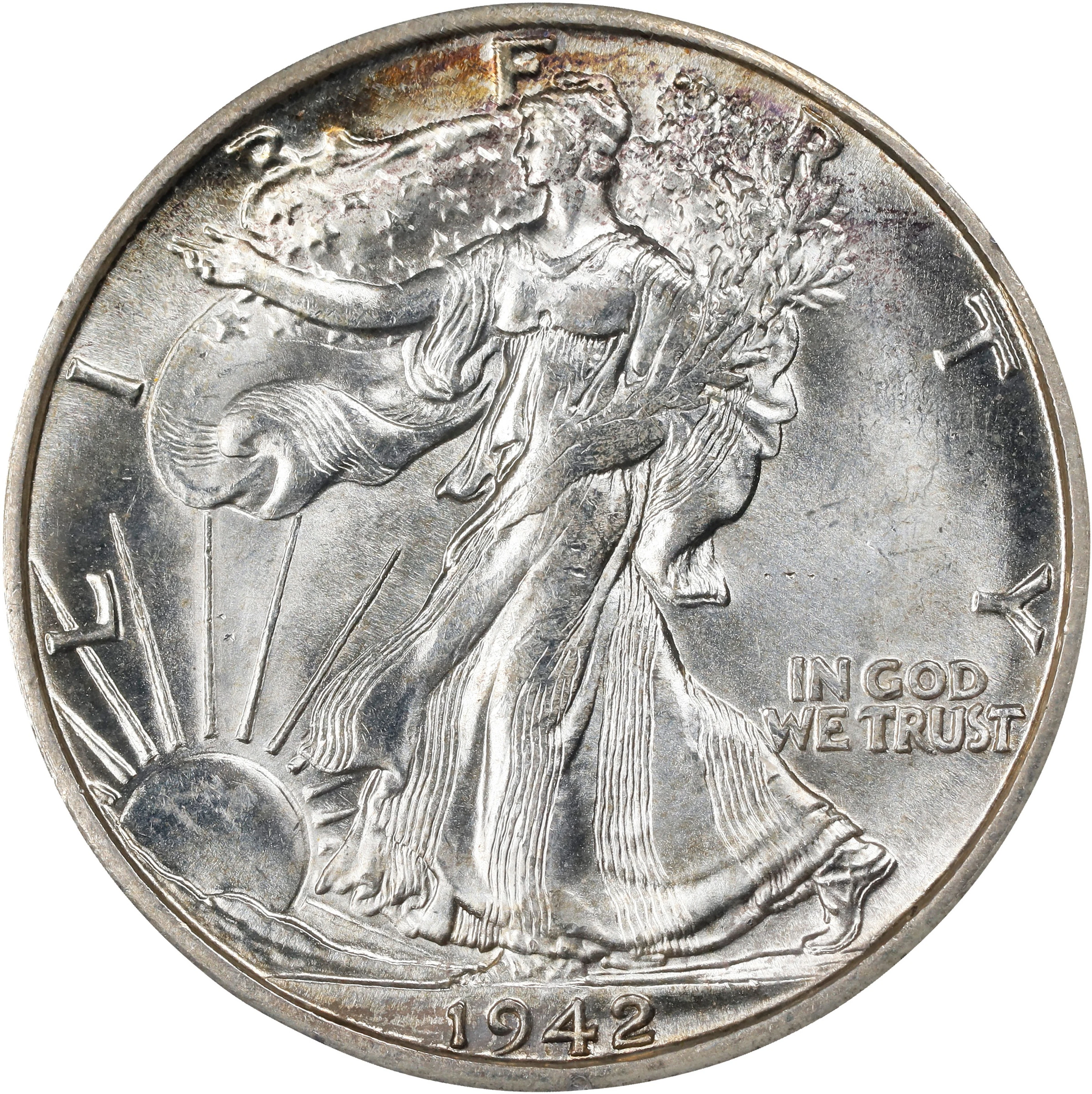 1942-D Walking Liberty Half Dollar. MS-64 (PCGS). OGH Generation 1.2 Rattler.