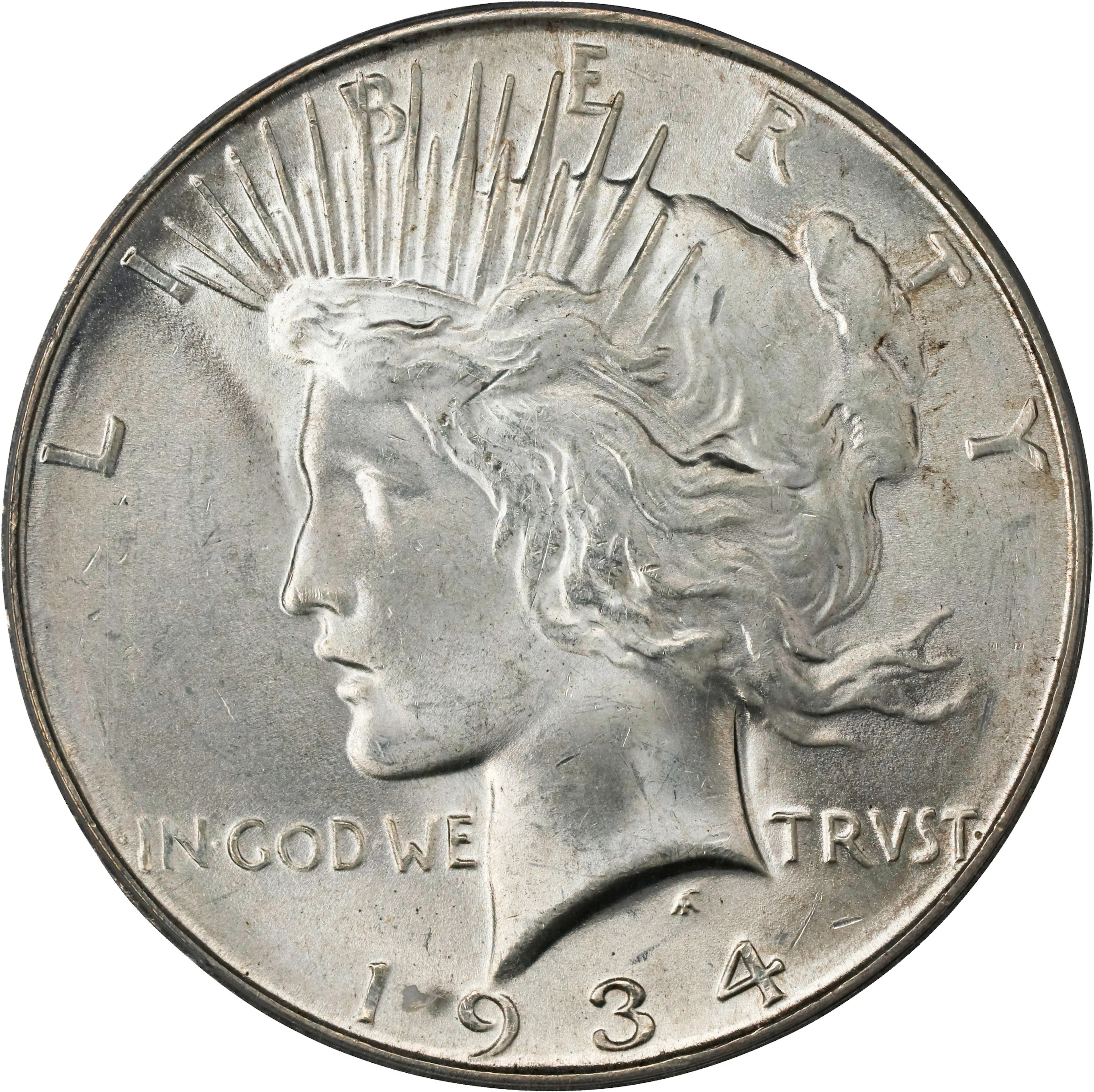 1934-D Peace Silver Dollar. MS-64 (PCGS). OGH Generation 2.0 Doily.