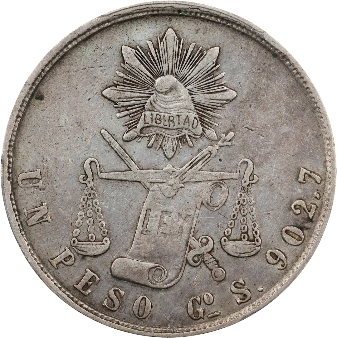 MEXICO. Peso, 1871-Go S. Guanajuato Mint. PCGS Genuine--Cleaned, EF Details.