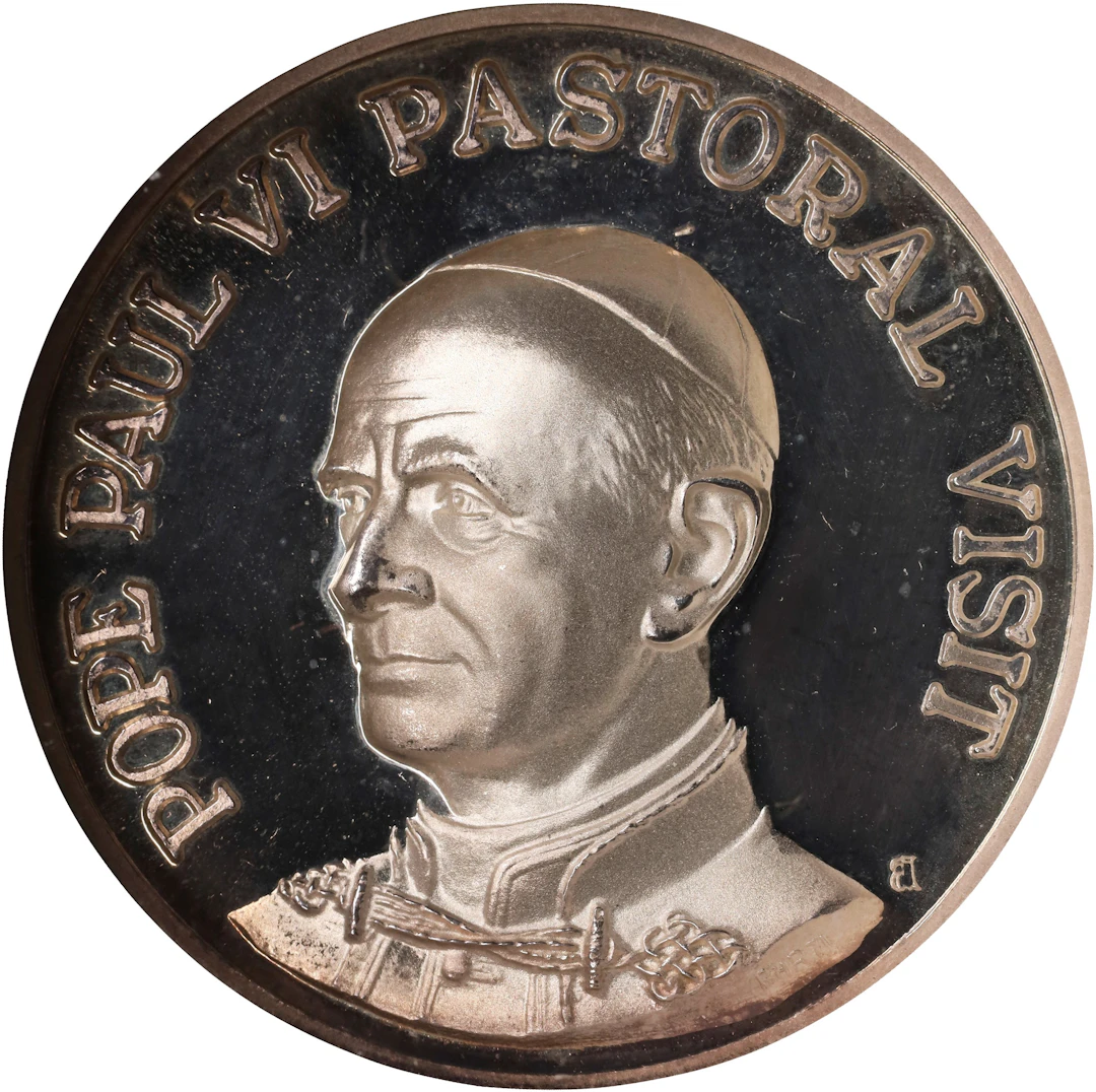 PHILIPPINES. Pope Paul VI Pastoral Visit Silver Medal, 1970. NGC PROOF-69