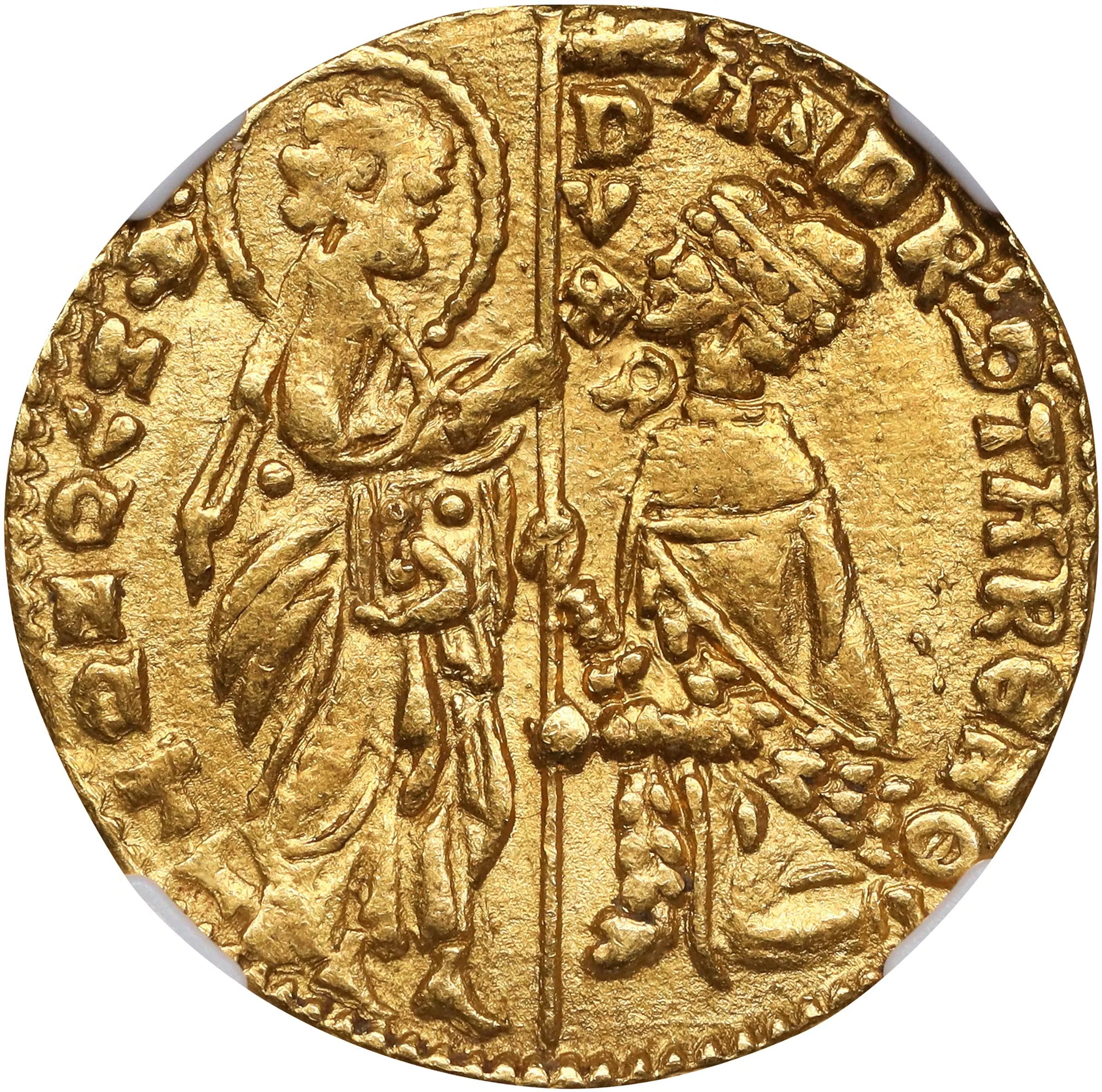 ITALY. Venice. Ducat, ND (1368-82). Venice Mint. Andrea Contarini. NGC AU-58.