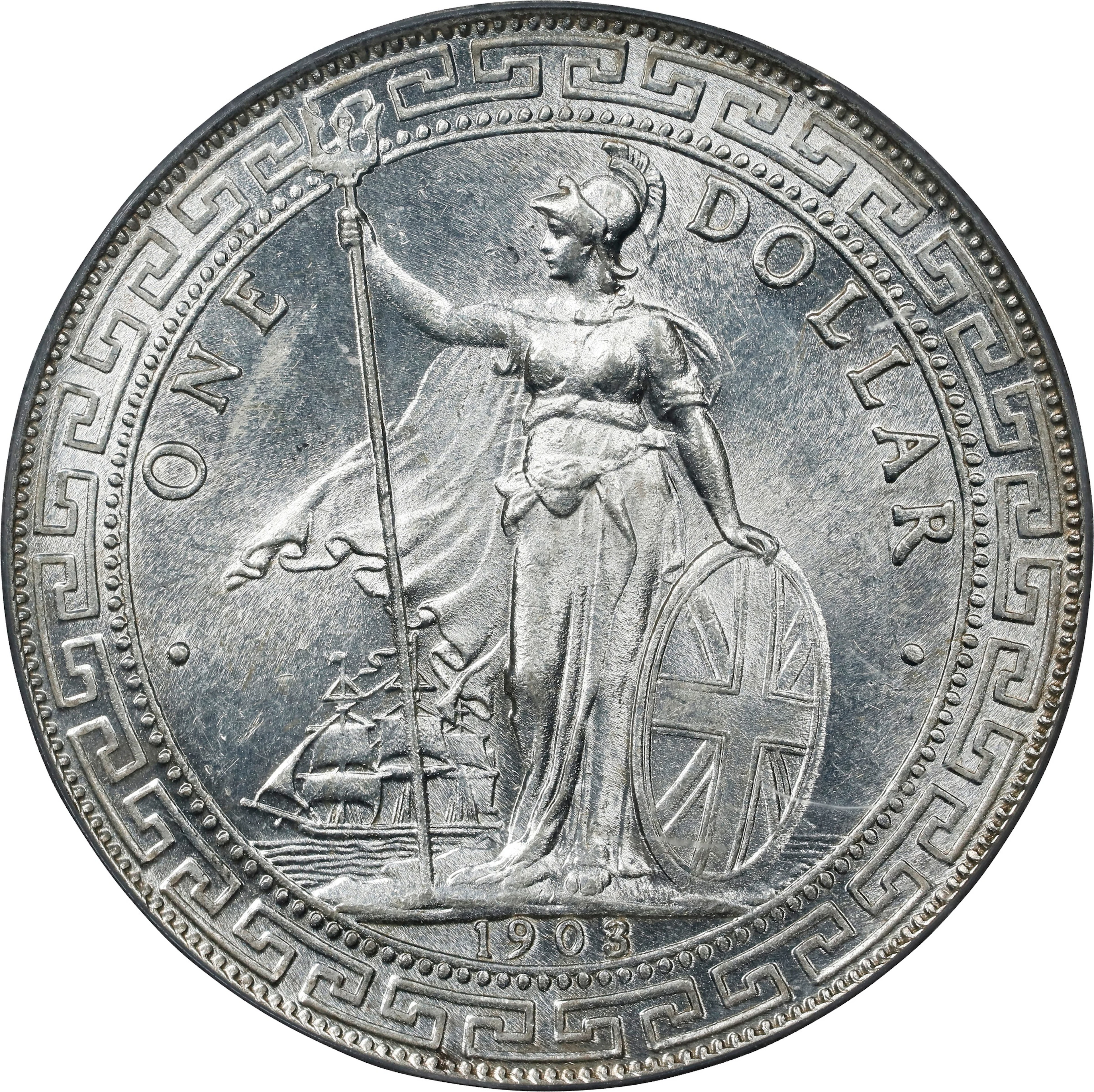 GREAT BRITAIN. Trade Dollar, 1903/2-B. Bombay Mint. Edward VII. PCGS MS-63.