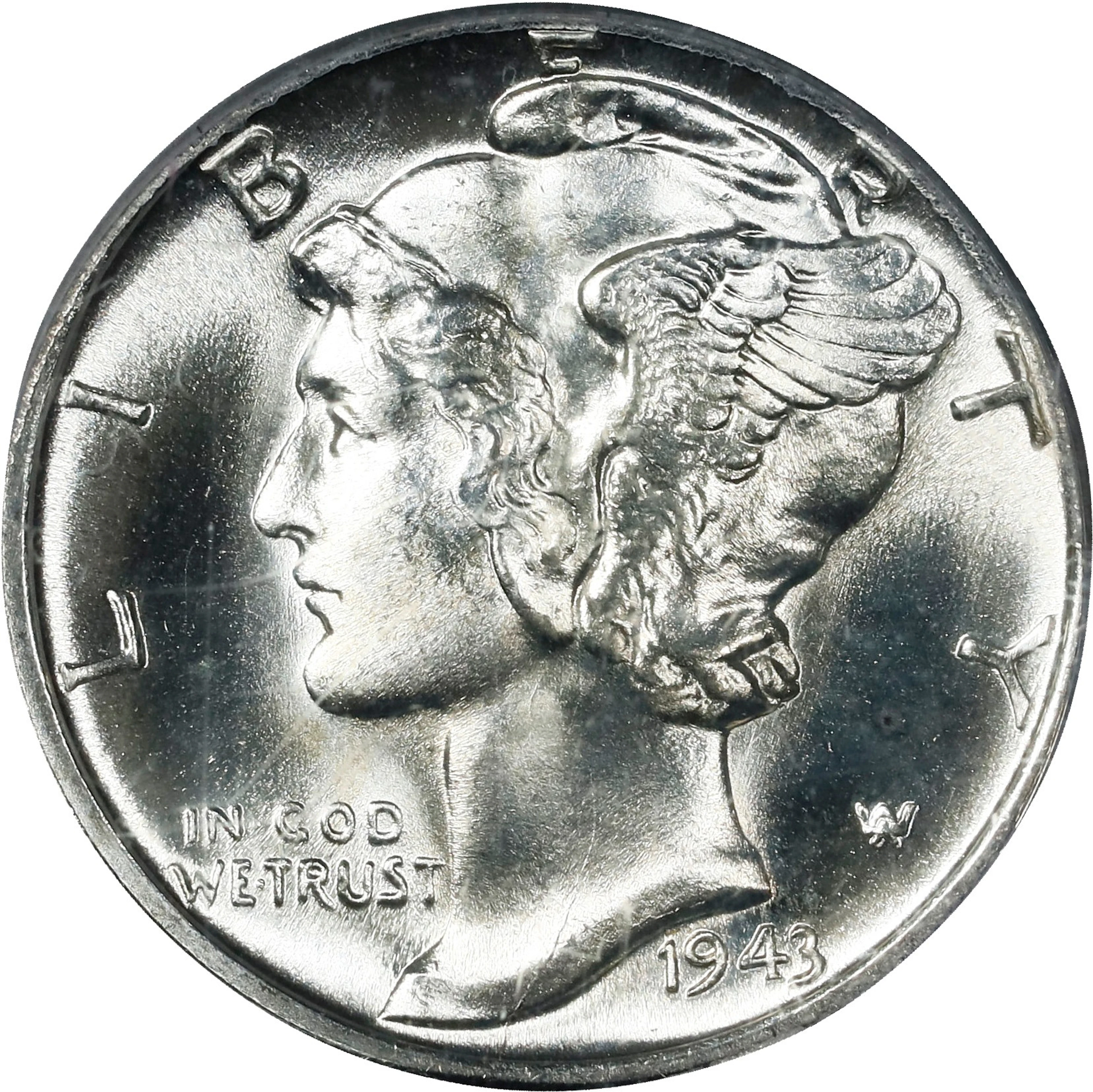 1943-D Mercury Dime. MS-67 FB (PCGS). CAC.