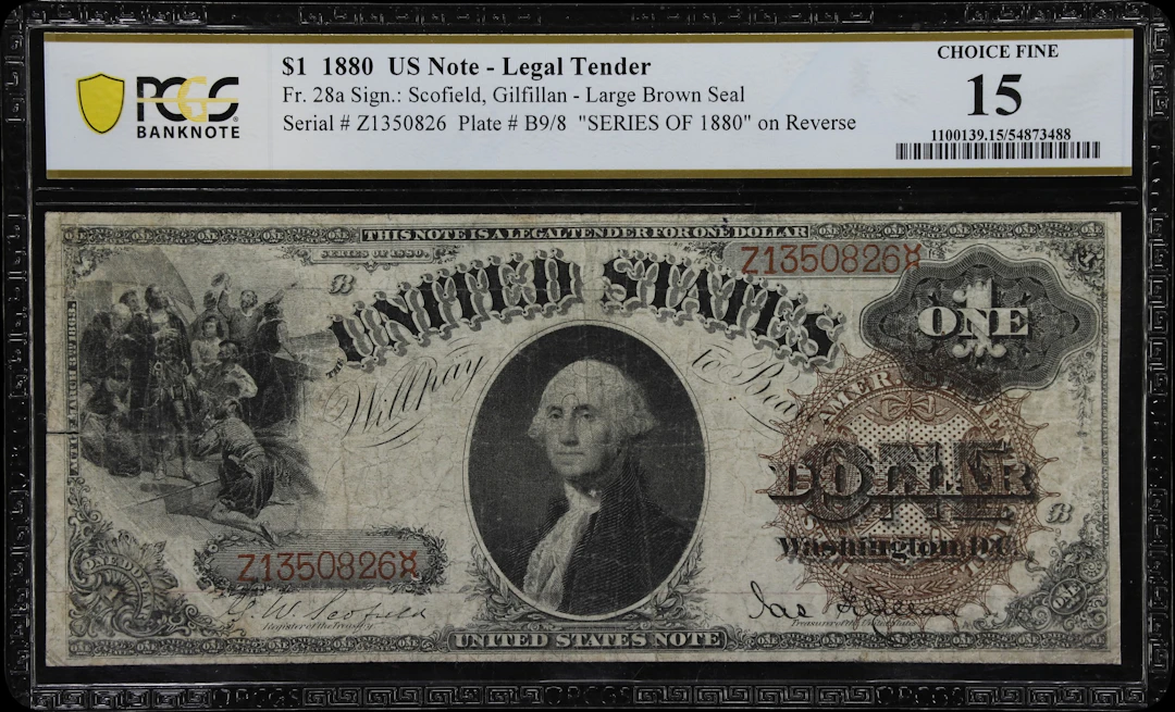 Fr. 28a. 1880 $1 Legal Tender Note. PCGS Banknote Choice Fine 15.