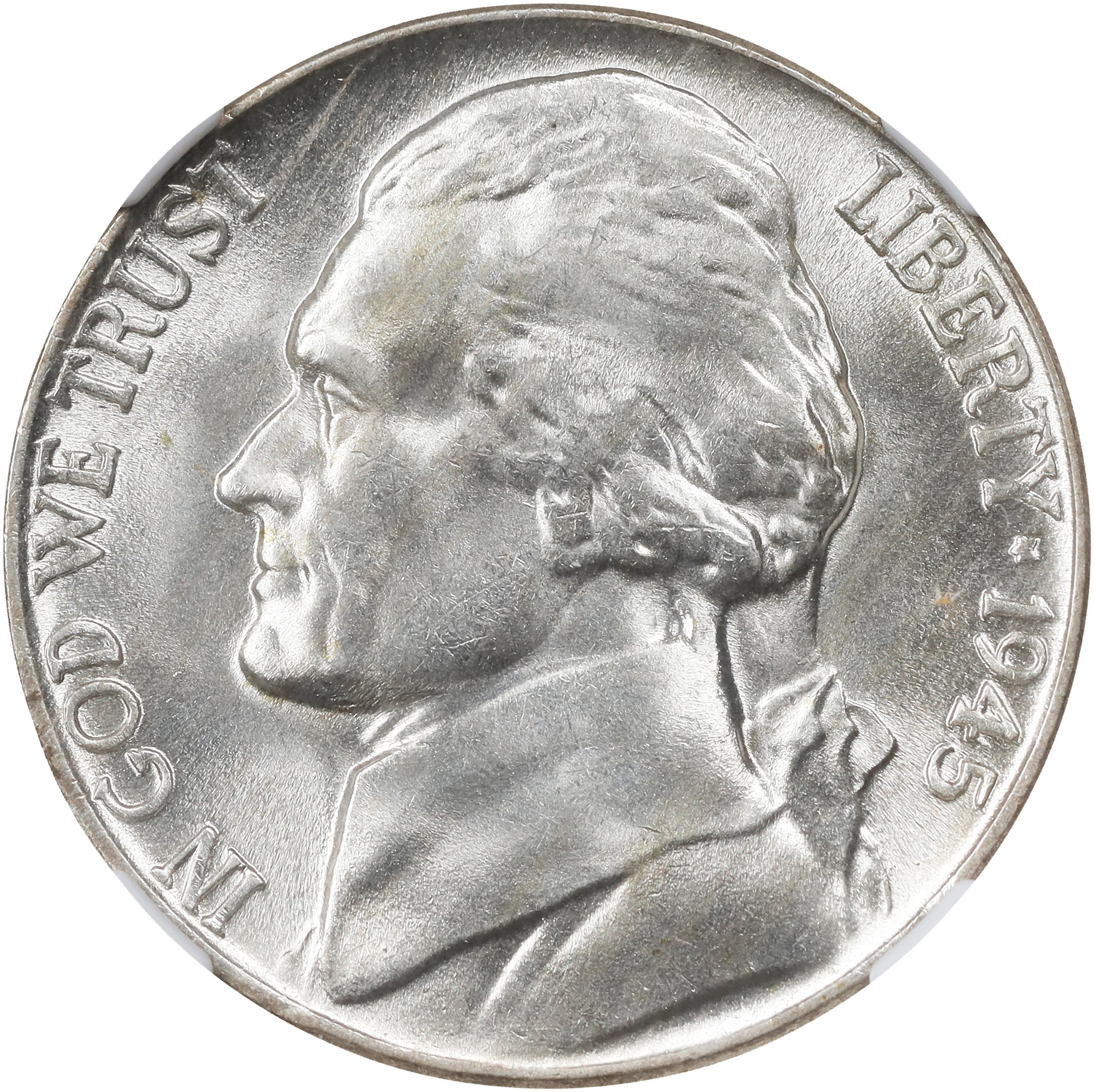 1945-P Jefferson Nickel. FS-801. Doubled Die Reverse. MS-67 (NGC).