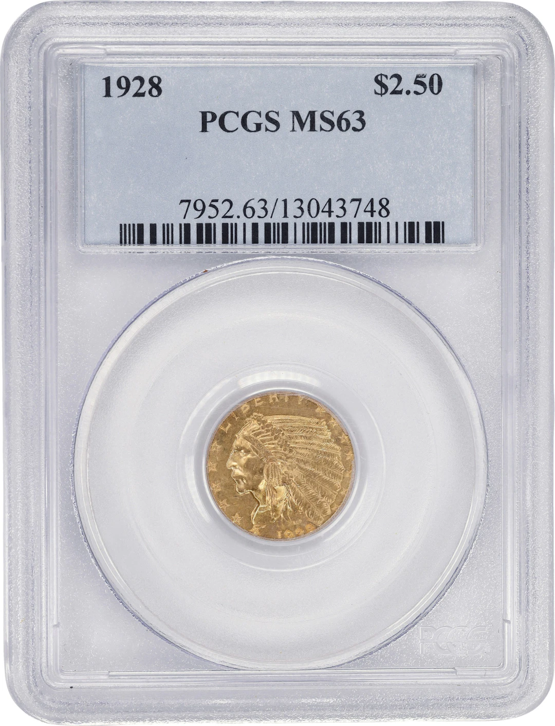 (0.121 oz, 3.764 g AGW). 1928 Indian Head Quarter Eagle Gold $2.50.