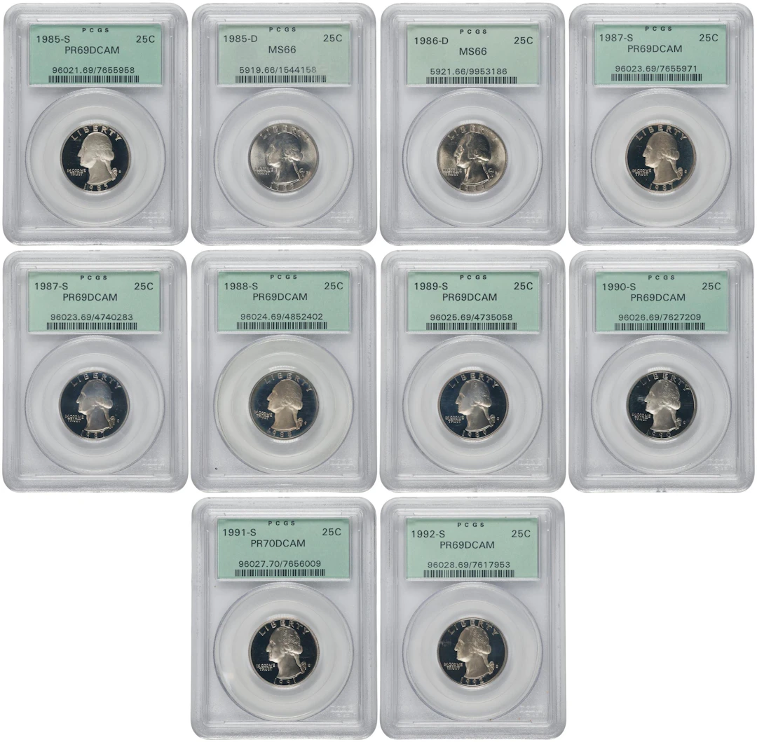 Lot of (10) Washington Quarters. (PCGS). OGH Generation 3.1.