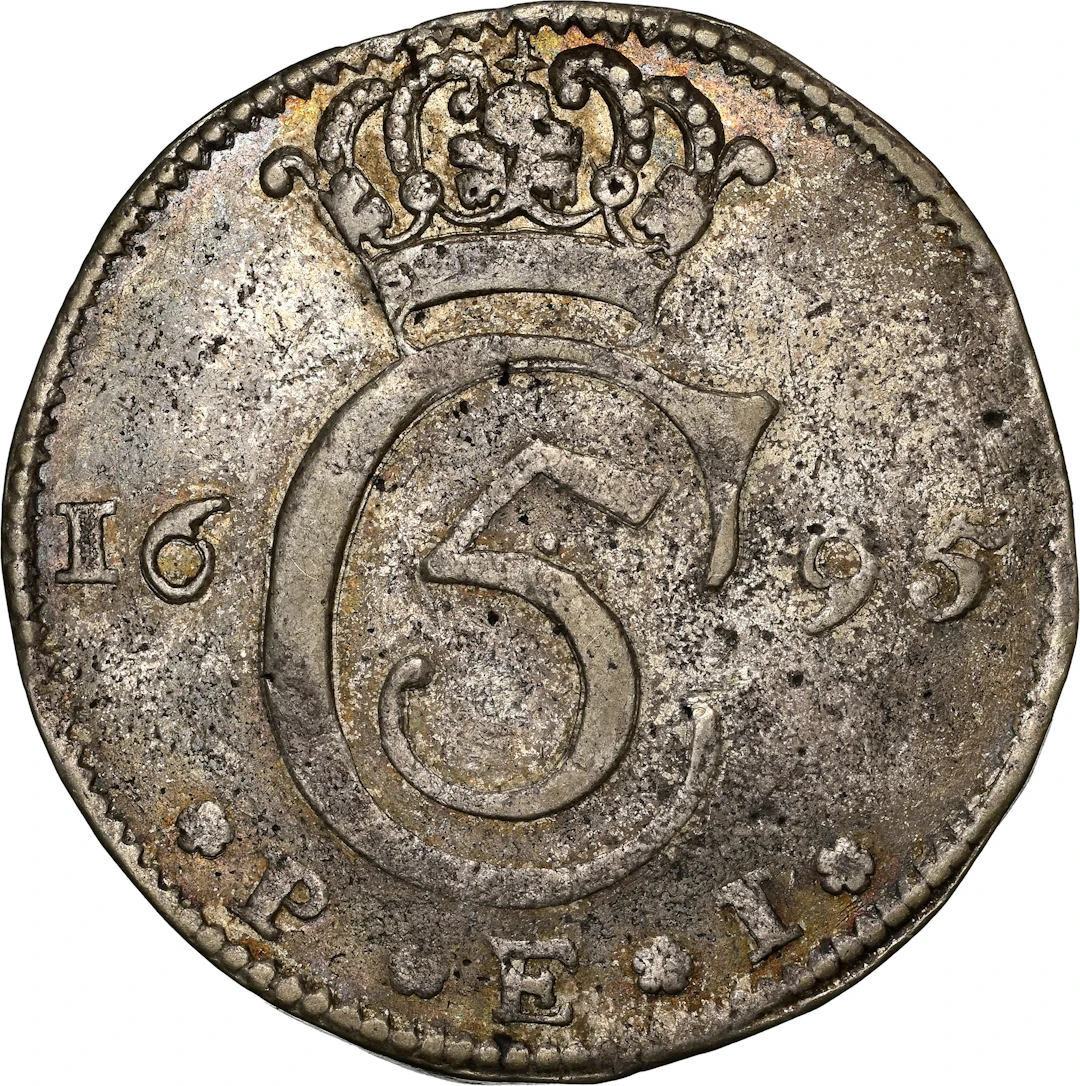 NORWAY. Krone (4 Mark), 1695. Christiania Mint. Christian V. NGC AU-53.