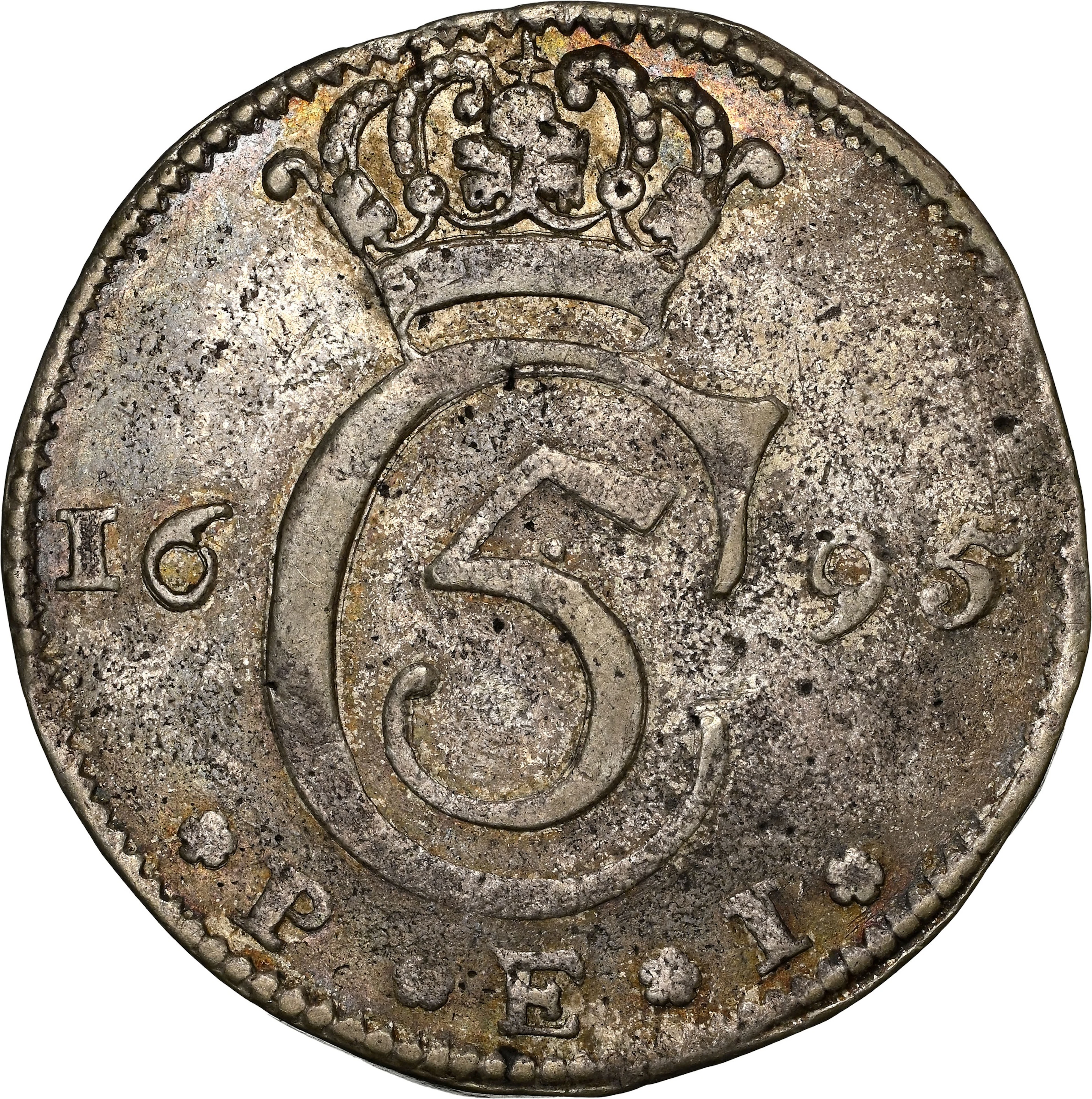 NORWAY. Krone (4 Mark), 1695. Christiania Mint. Christian V. NGC AU-53.