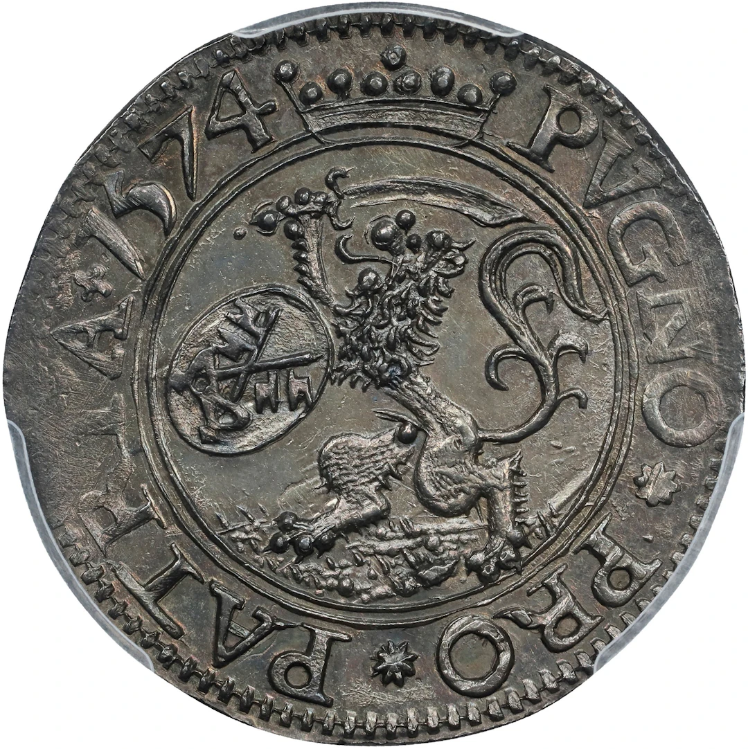 NETHERLANDS. Leiden. Siege 14 Stuivers, 1574. Leiden Mint. PCGS MS-62.