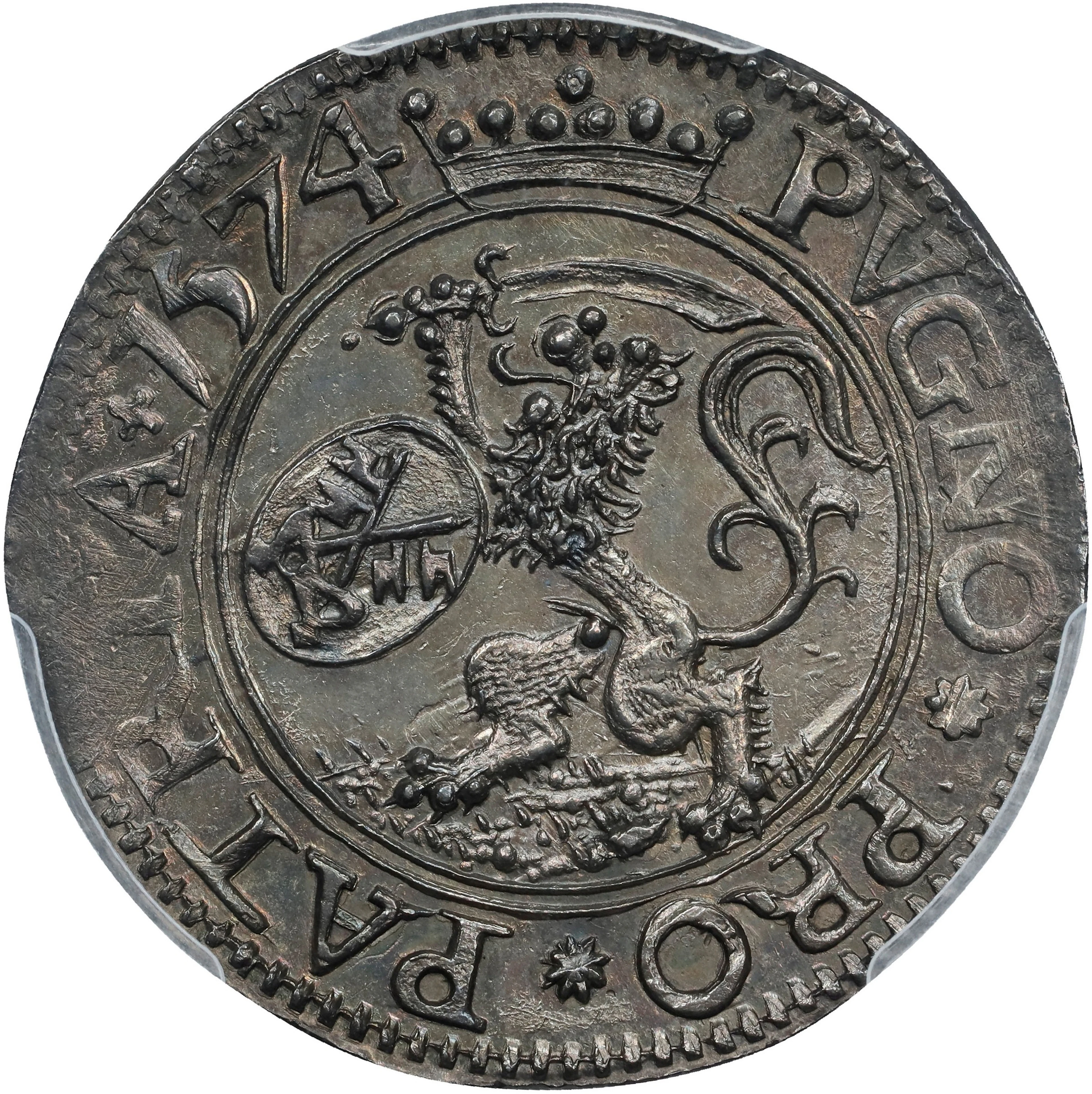 NETHERLANDS. Leiden. Siege 14 Stuivers, 1574. Leiden Mint. PCGS MS-62.
