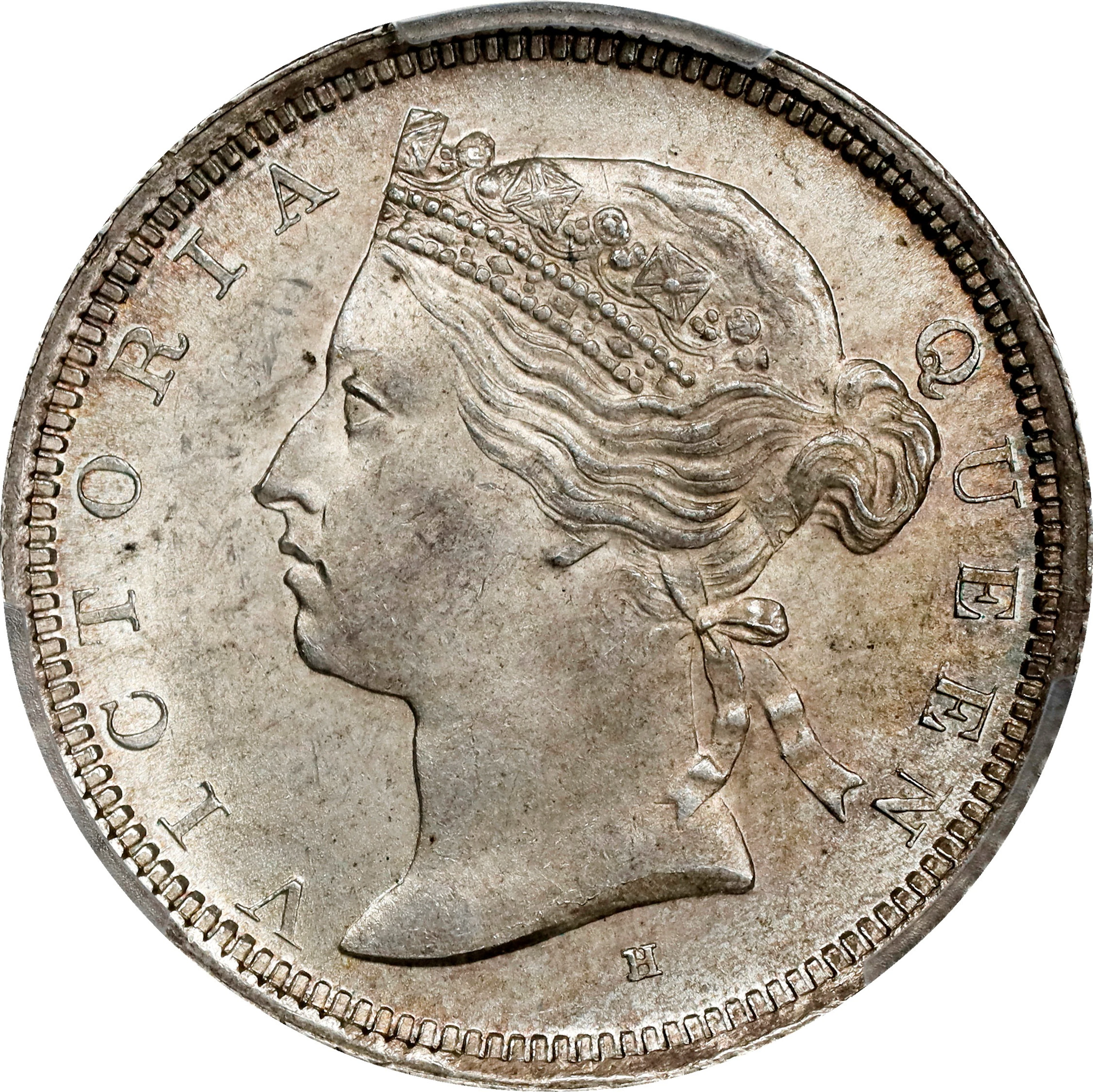 (t) HONG KONG (SAR). 20 Cents, 1877-H. Birmingham (Heaton) Mint. Victoria.