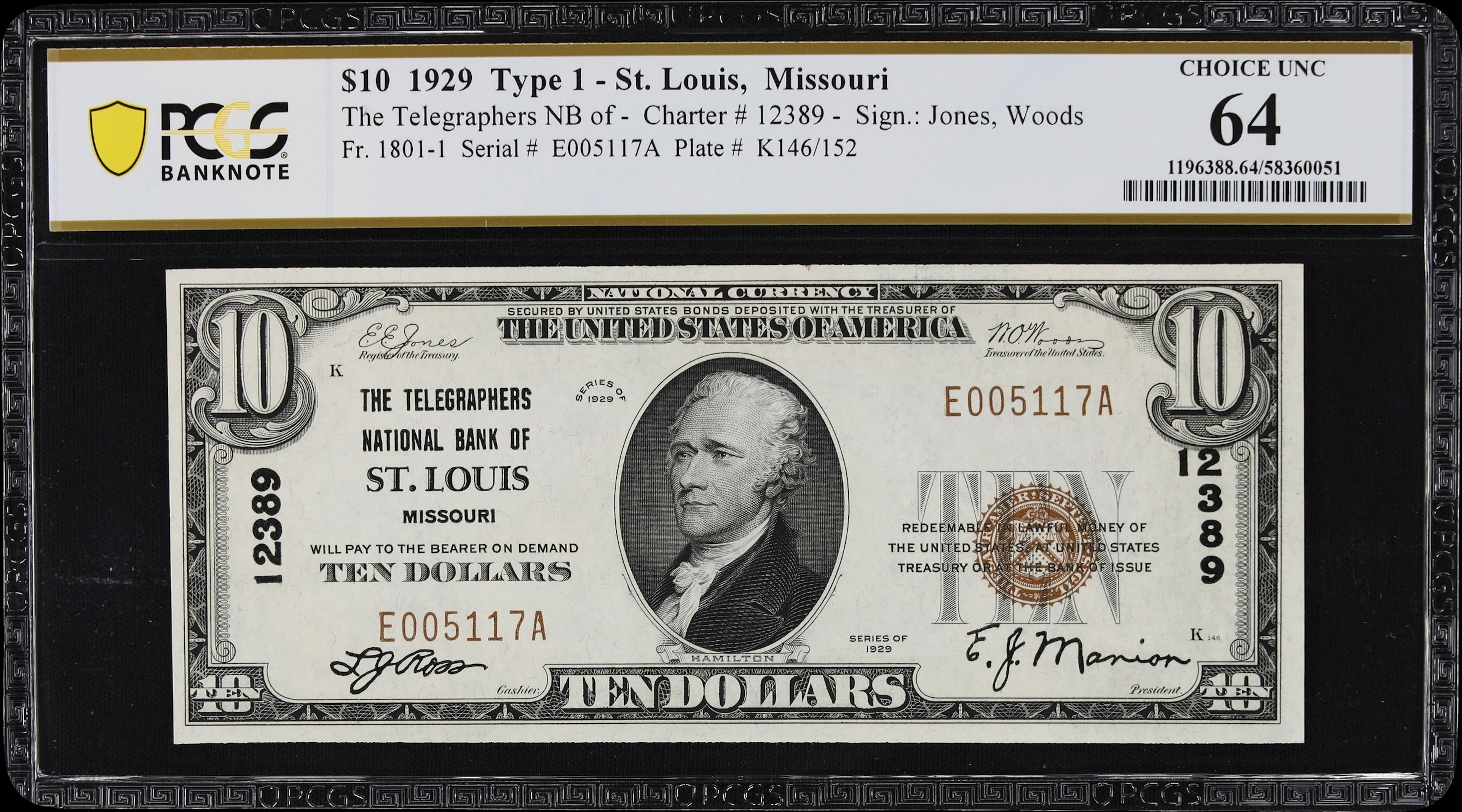 Saint Louis, Missouri. $10 1929 Ty. 1. Fr. 1801-1. Telegraphers NB.