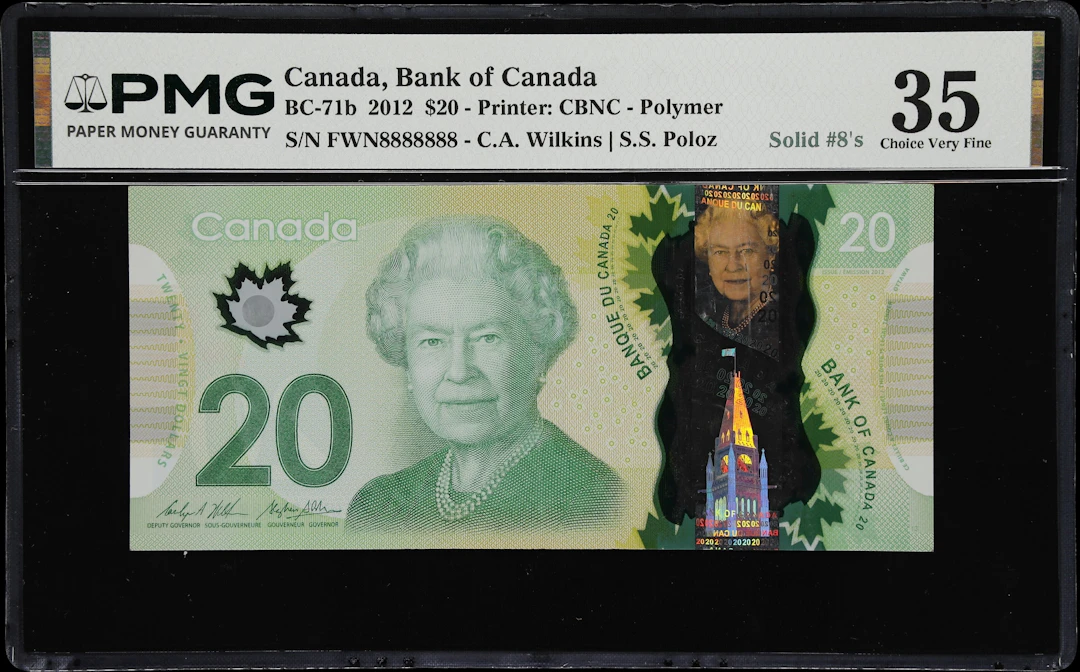 CANADA--FANCY SERIAL NUMBERS. Bank of Canada. 20 Dollars, 2012. BC-71b.