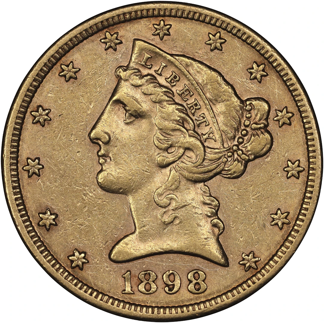 (0.242 oz, 7.527 g AGW). 1898-S Liberty Head Half Eagle Gold $5.