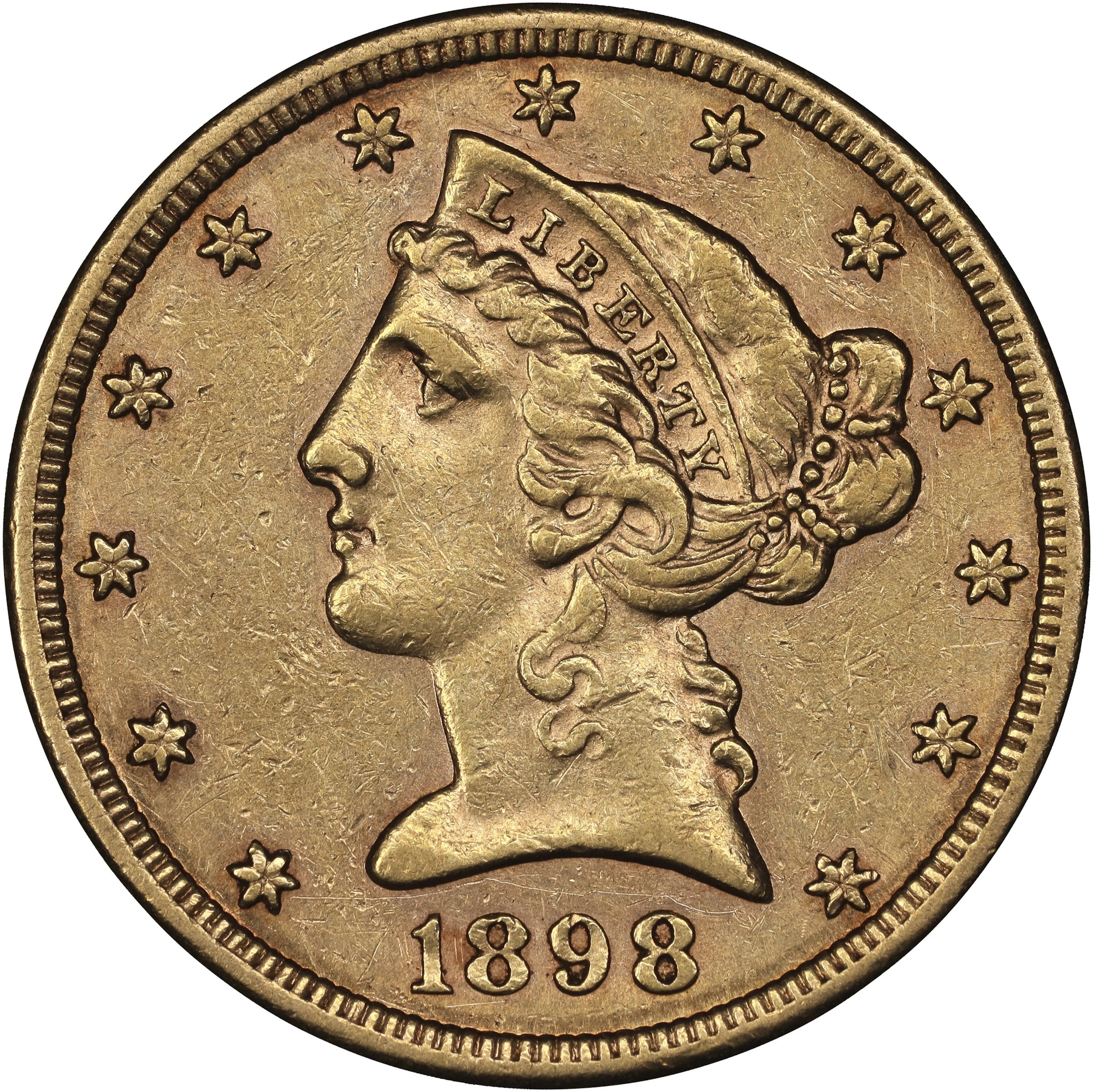 (0.242 oz, 7.527 g AGW). 1898-S Liberty Head Half Eagle Gold $5.