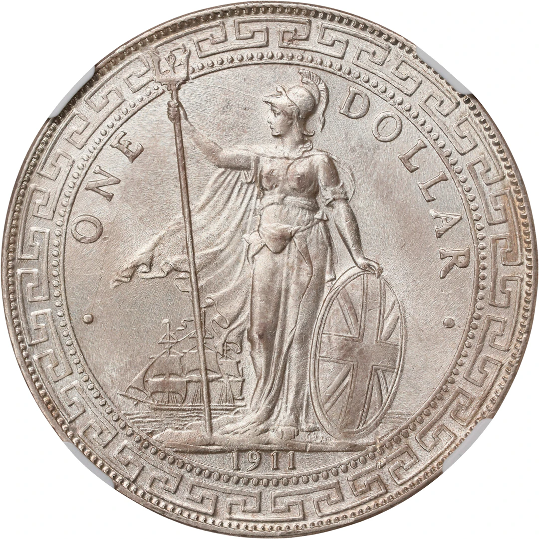 GREAT BRITAIN. Trade Dollar, 1911-B. Bombay Mint. George V. NGC MS-63.