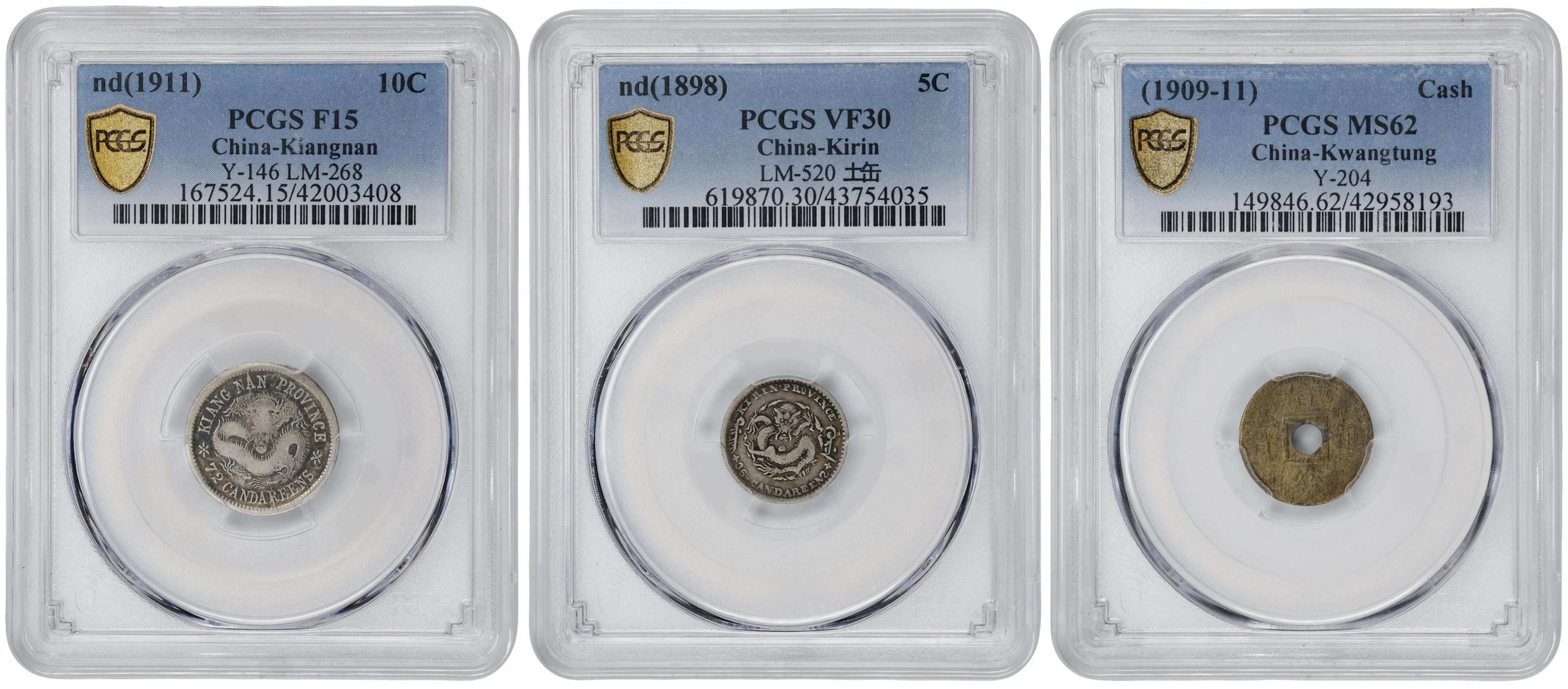 (t) CHINA. Trio of Mixed Denominations (3 Pieces), ND (1898-1911).