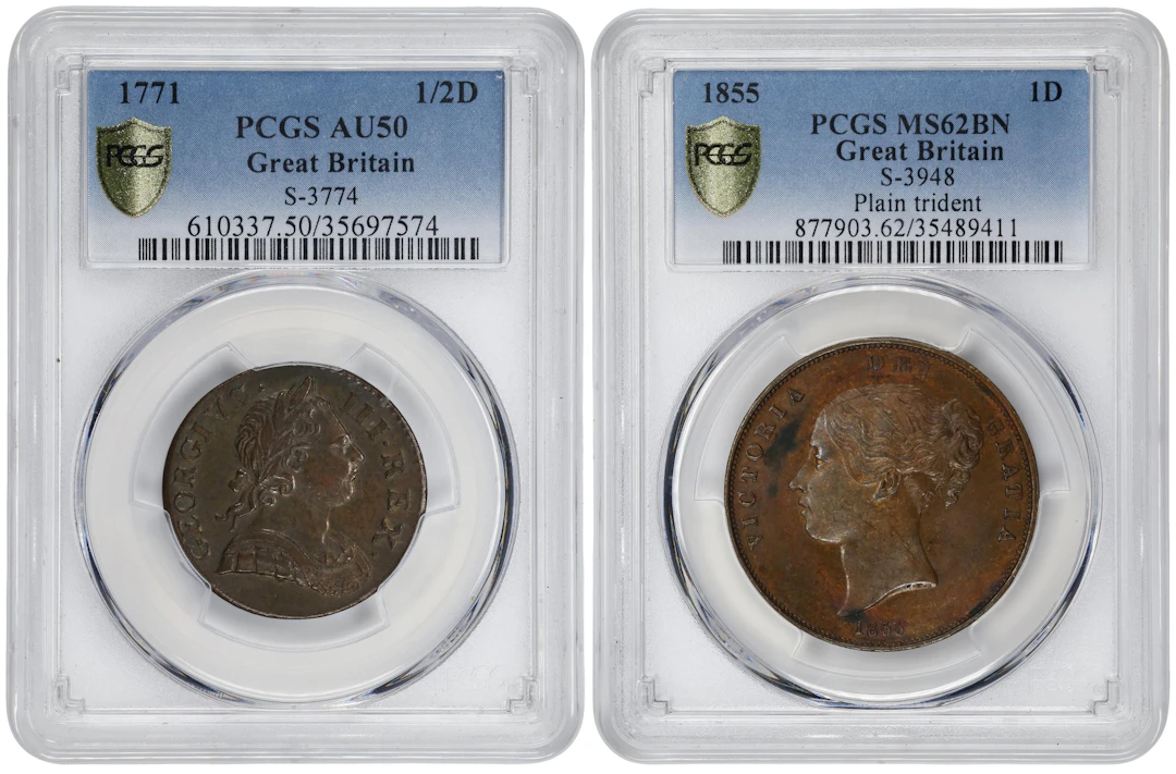 GREAT BRITAIN. Duo of Mixed Denominations (2 Pieces), 1771-1855. London