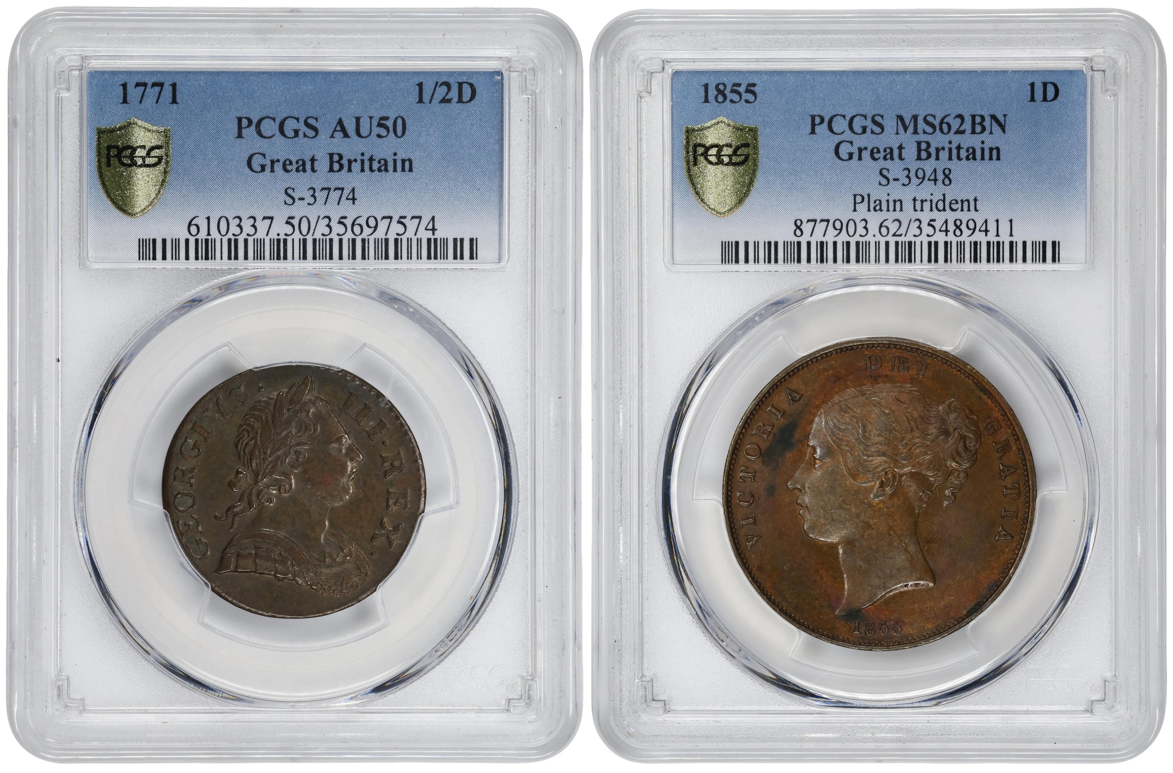 GREAT BRITAIN. Duo of Mixed Denominations (2 Pieces), 1771-1855. London