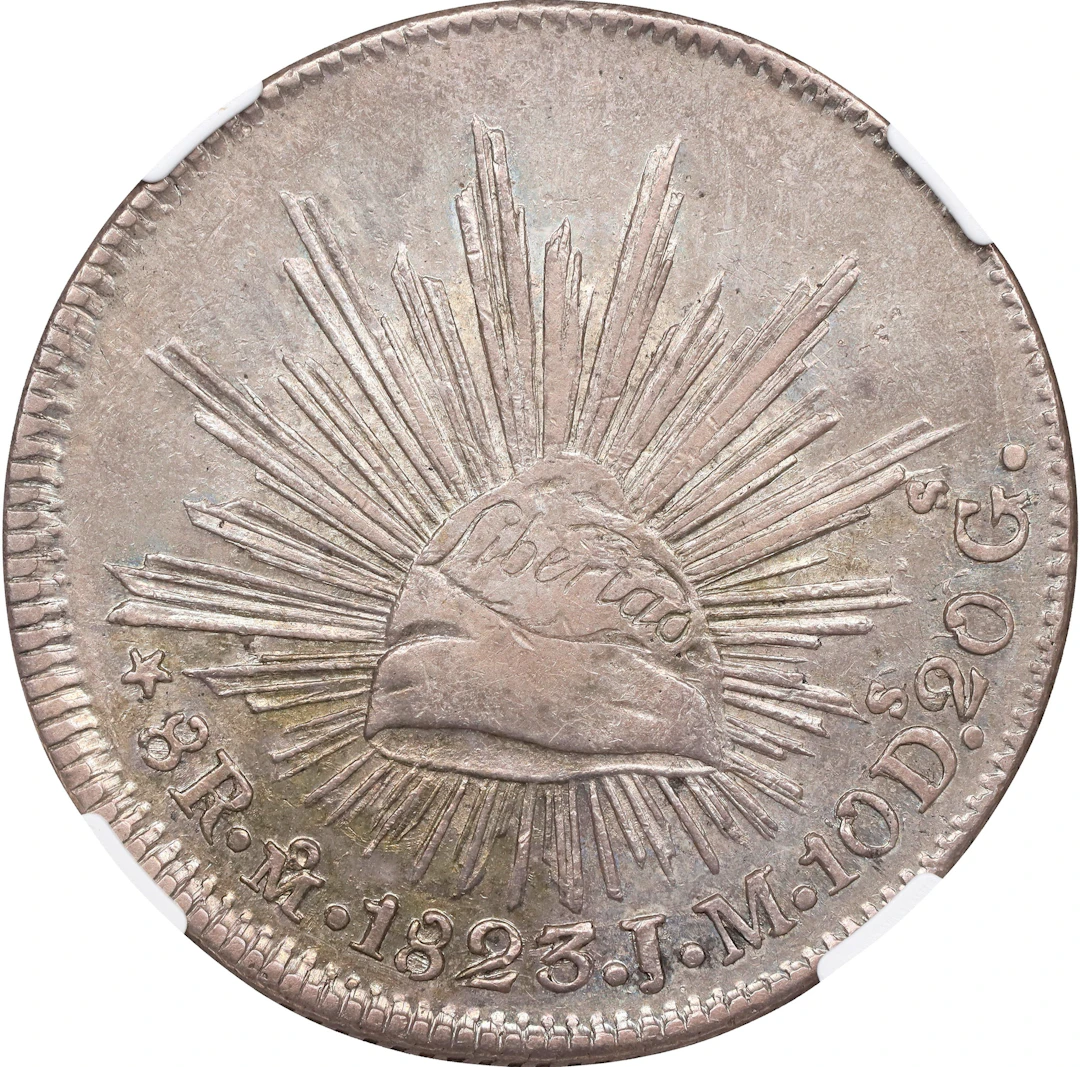 MEXICO. "Hookneck" 8 Reales, 1823-Mo JM. Mexico City Mint. NGC AU-53.