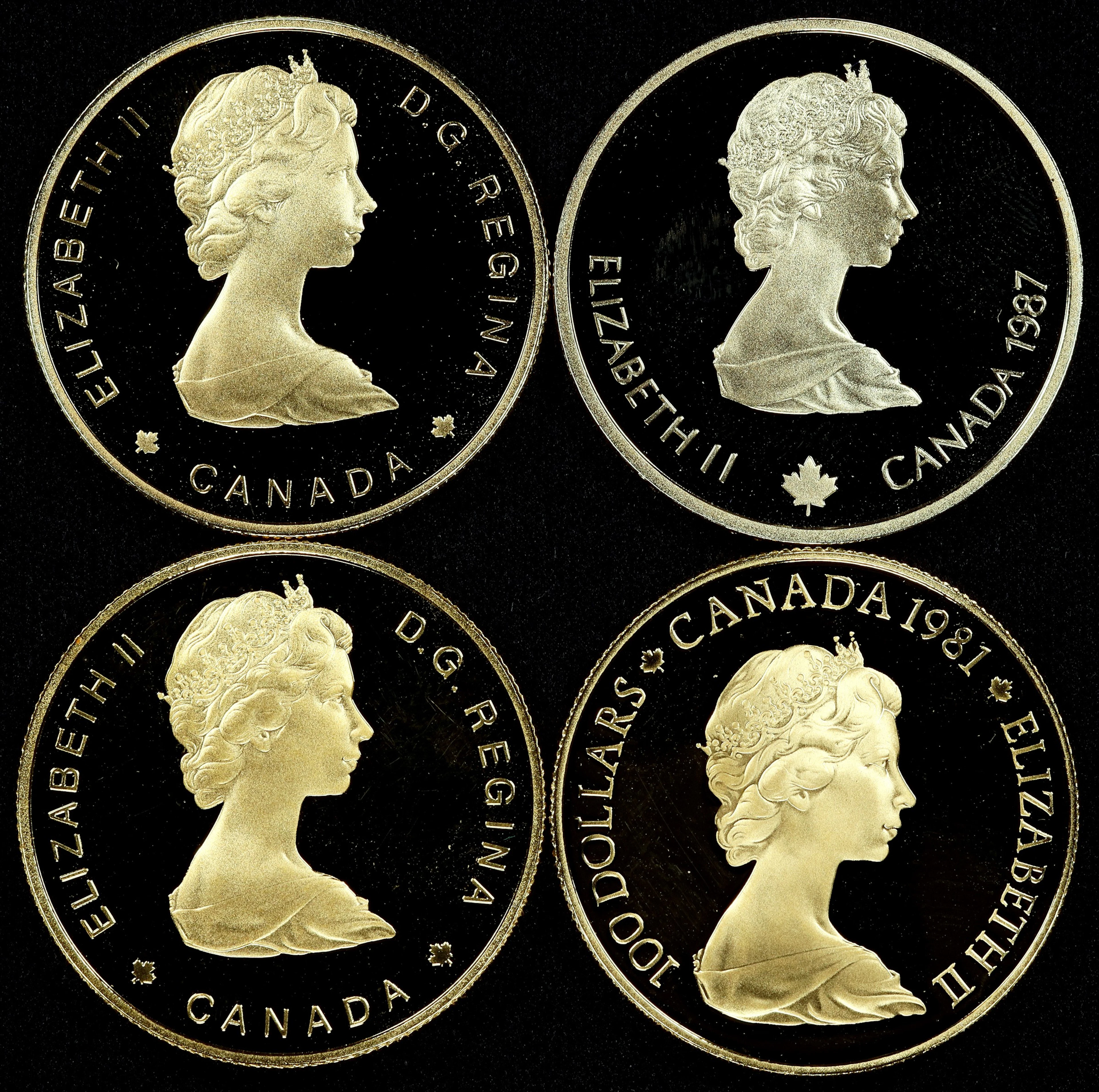 (1.5 oz, 46.656 g AGW). Canada. Lot of (4) Mixed Date and Weight Gold $100.