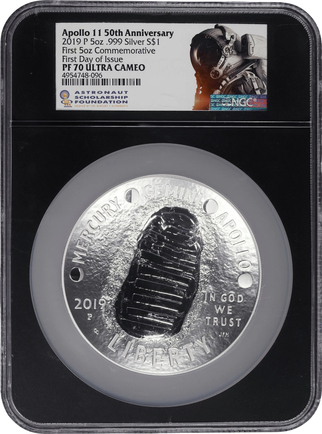 (5 oz, 155.52 g ASW). 2019-P Apollo 11 50th Anniversary 5 oz Commemorative