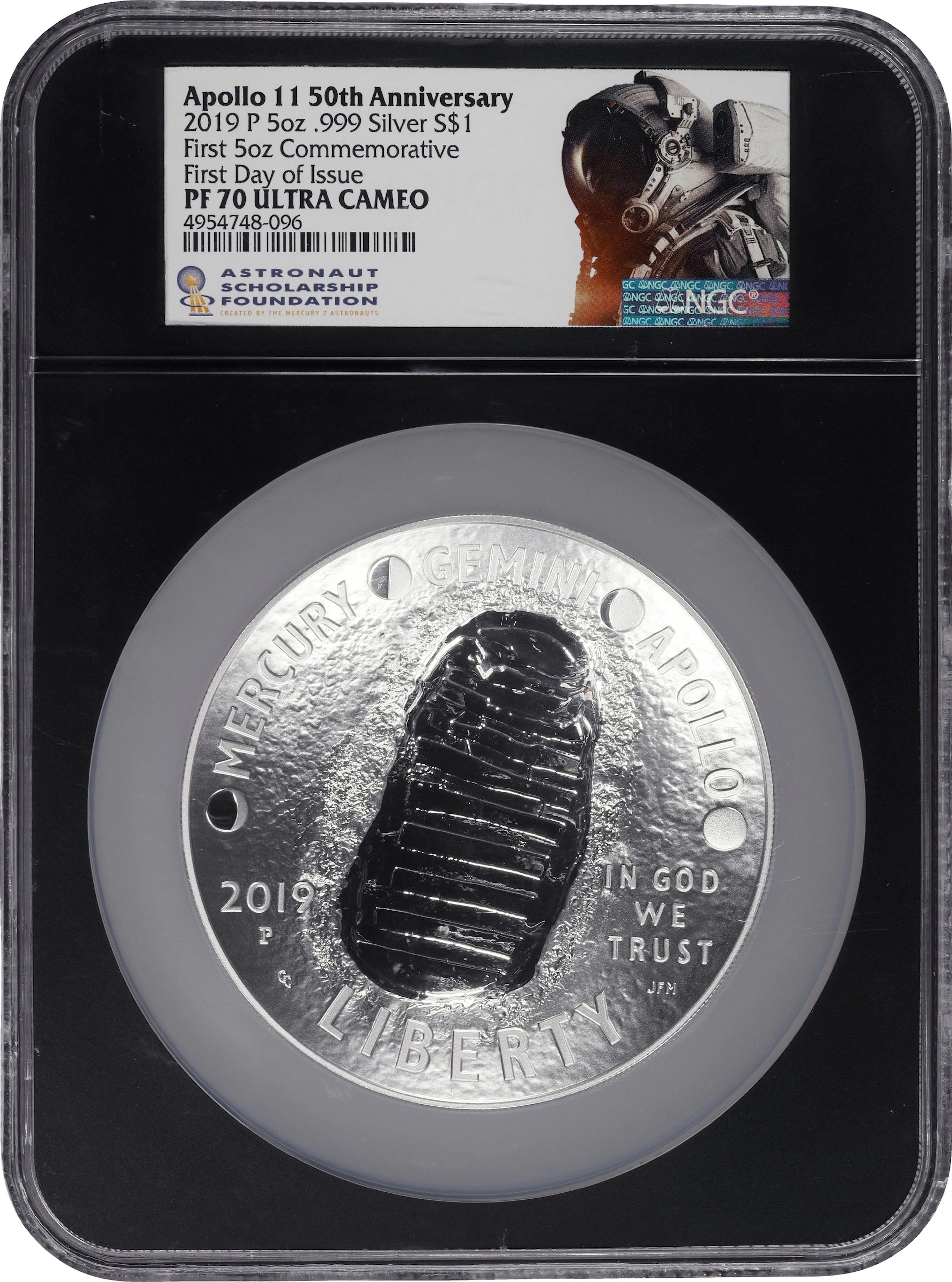 (5 oz, 155.52 g ASW). 2019-P Apollo 11 50th Anniversary 5 oz Commemorative