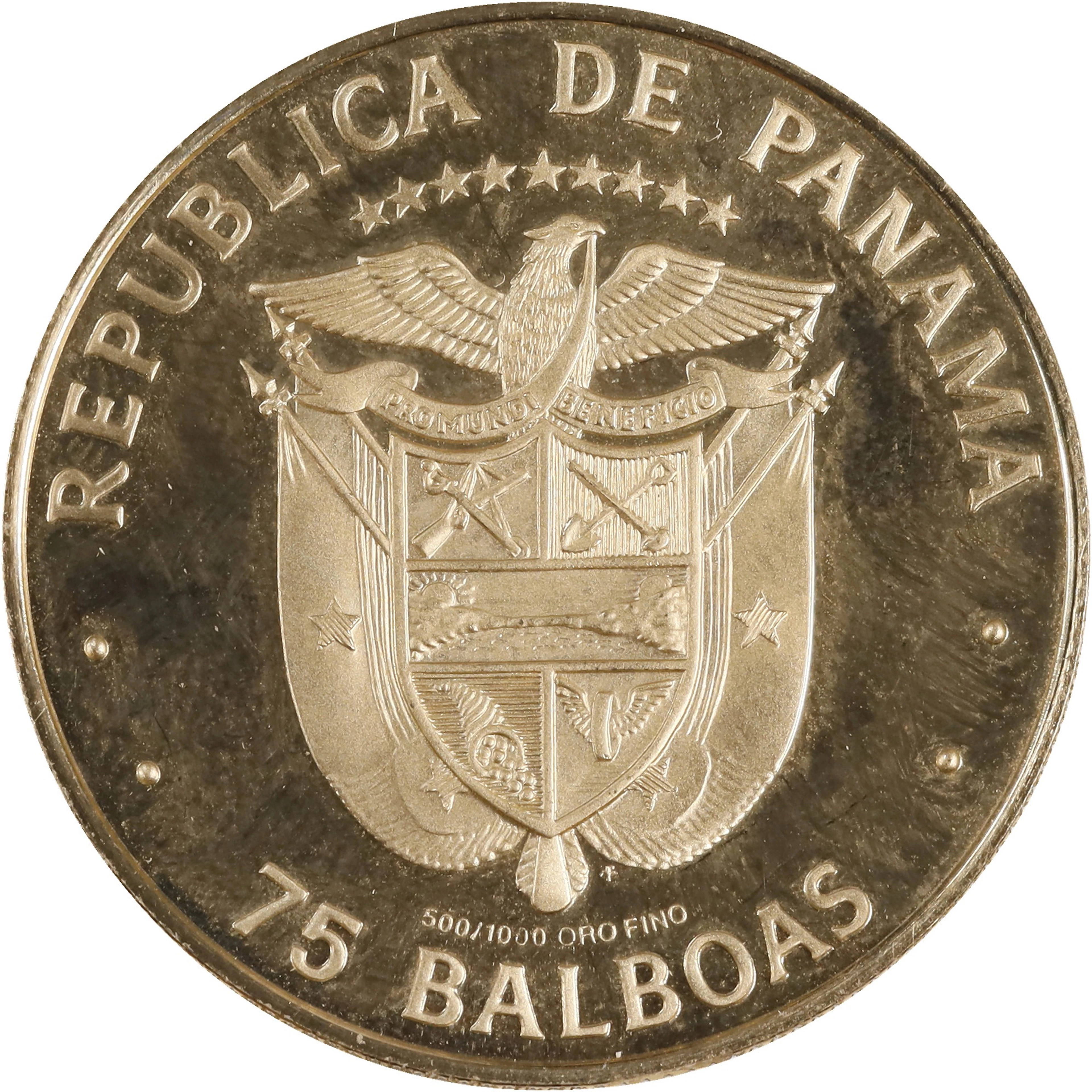 (0.171 oz, 5.319 g AGW). Panama. 1978 Republic Gold 75 Balboas.