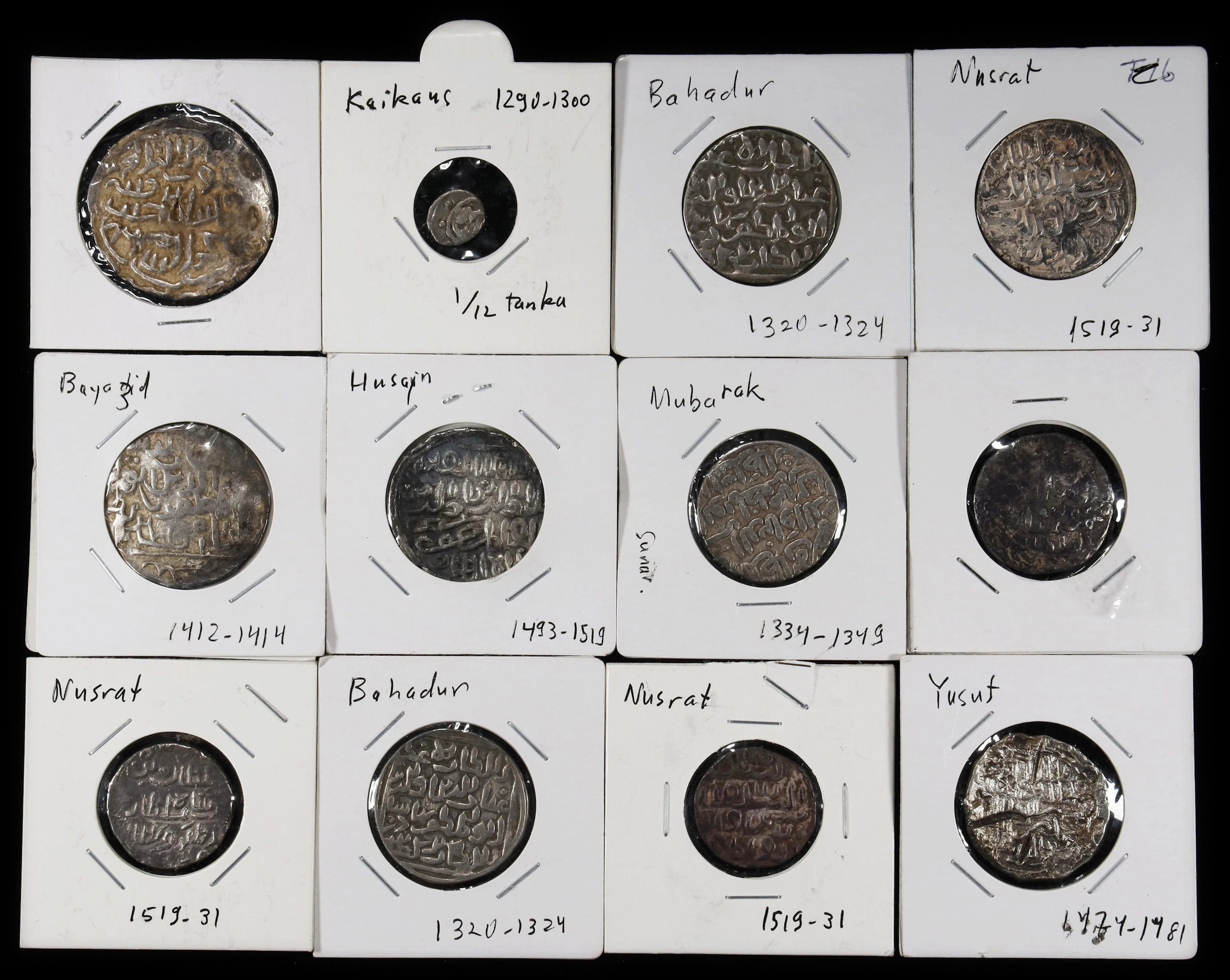 INDIA. Bengal Sultanate. Group of Silver Tankas and Fractionals (12
