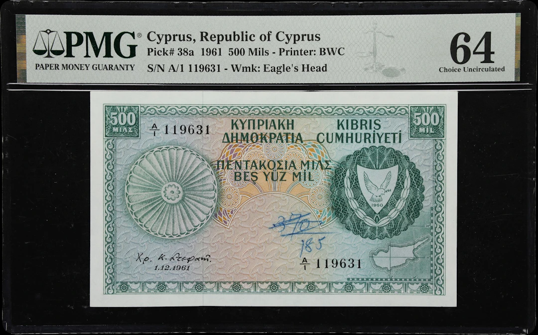 CYPRUS. Republic of Cyprus. 500 Mils, 1.12.1961. P-38a. PMG Choice