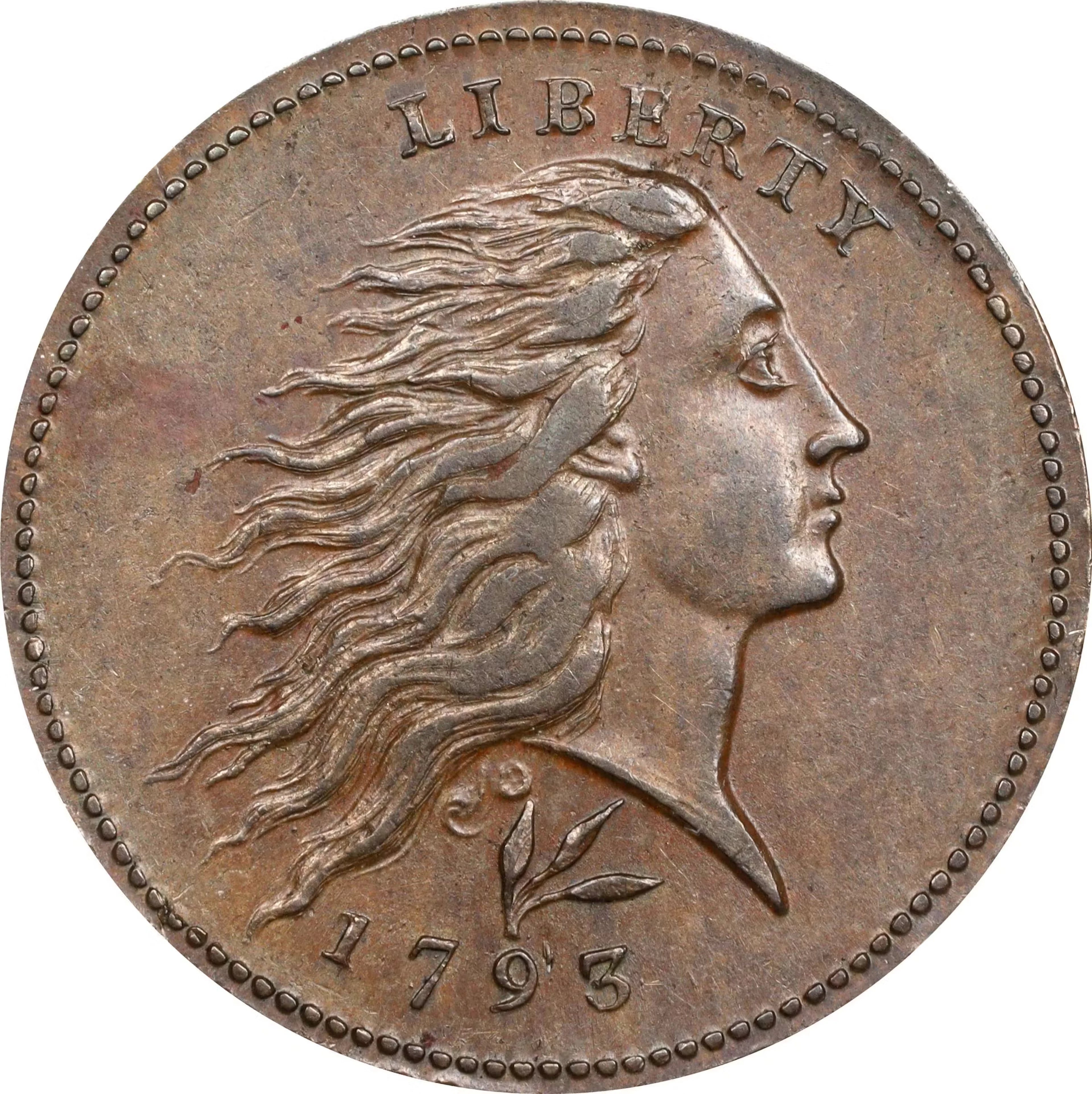 1793 Flowing Hair Cent. Wreath Reverse. S-11c, B-16c. Rarity-3-. Lettered