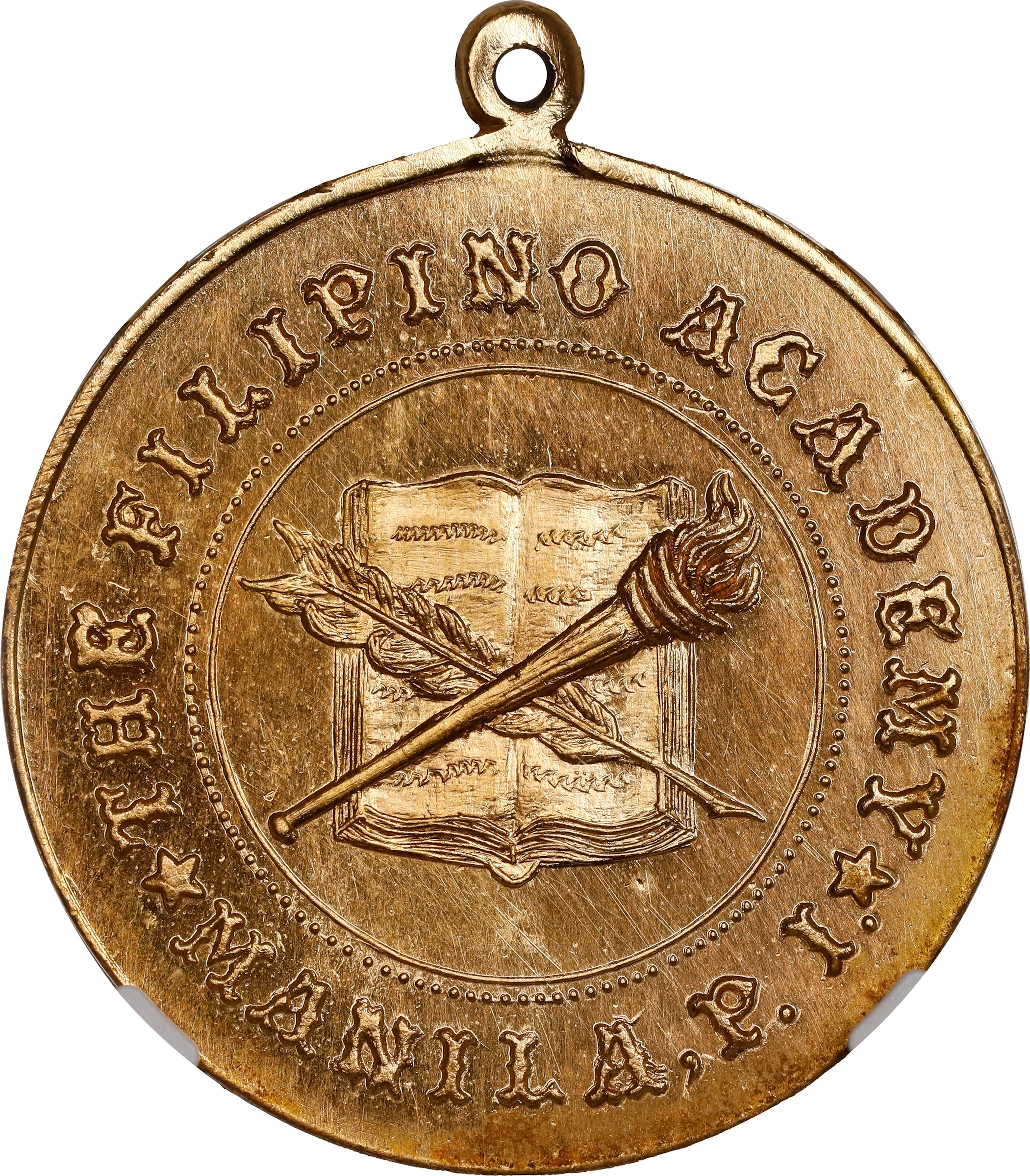 PHILIPPINES. Manila. The Filipino Academy Gilt Bronze Medal, 1927. NGC MS-64.