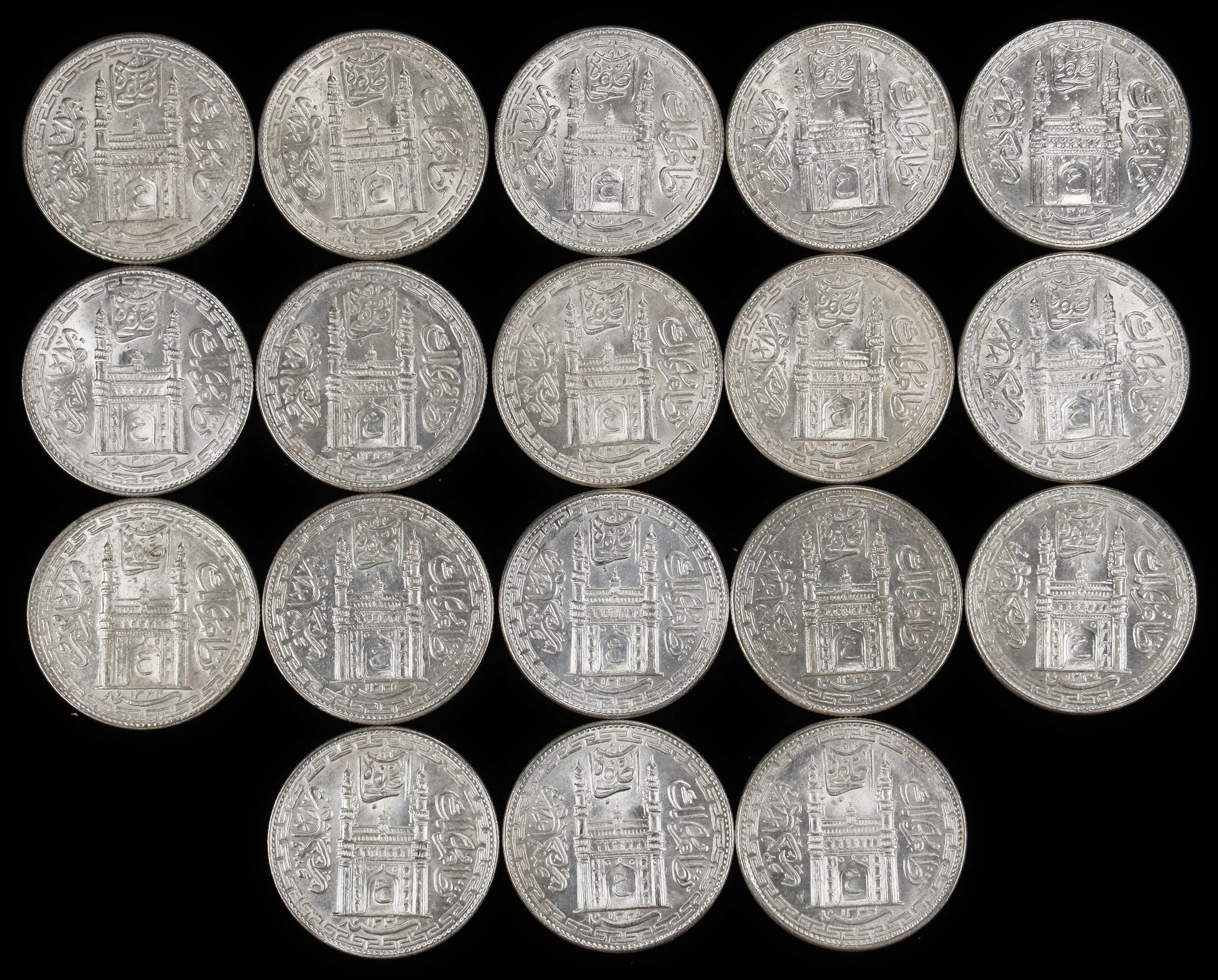 INDIA. Hyderabad. Group of Rupees (18 Pieces), 1914-19. Hyderabad
