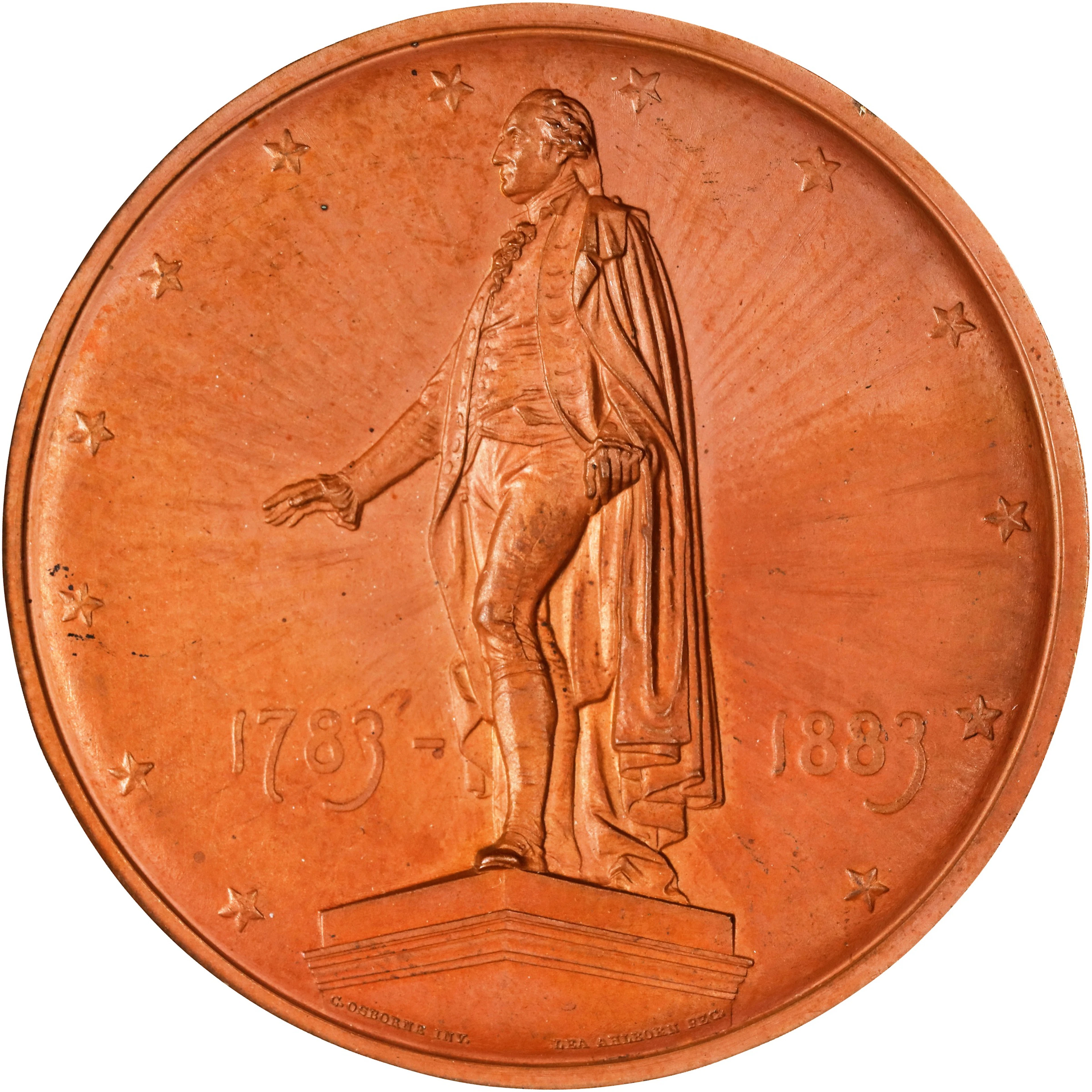 1883 George Washington (Evacuation Day) Medal. By Charles Osborne