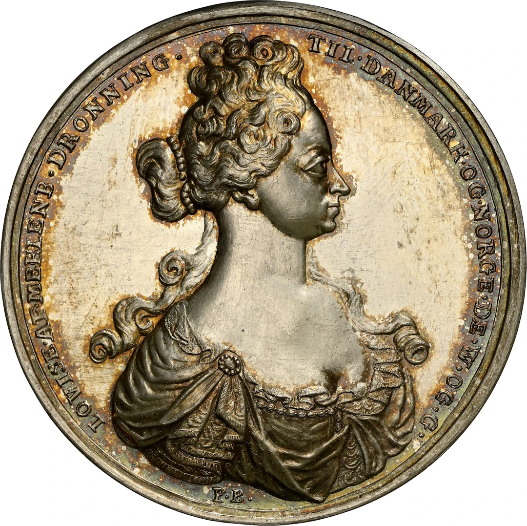DENMARK. Death of Queen Louise Restrike Silver Medal, 1721. Frederik