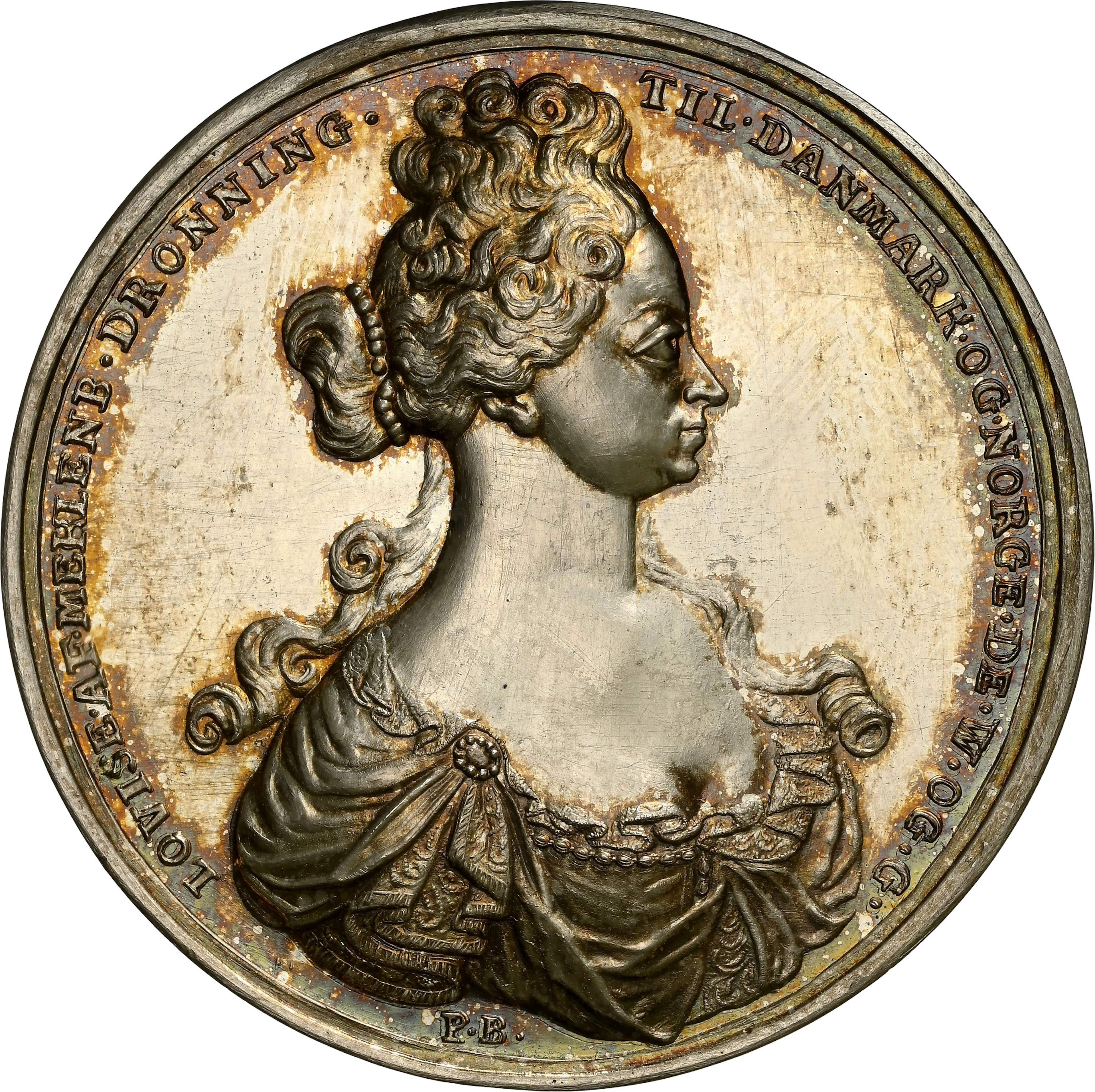 DENMARK. Death of Queen Louise Restrike Silver Medal, 1721. Frederik