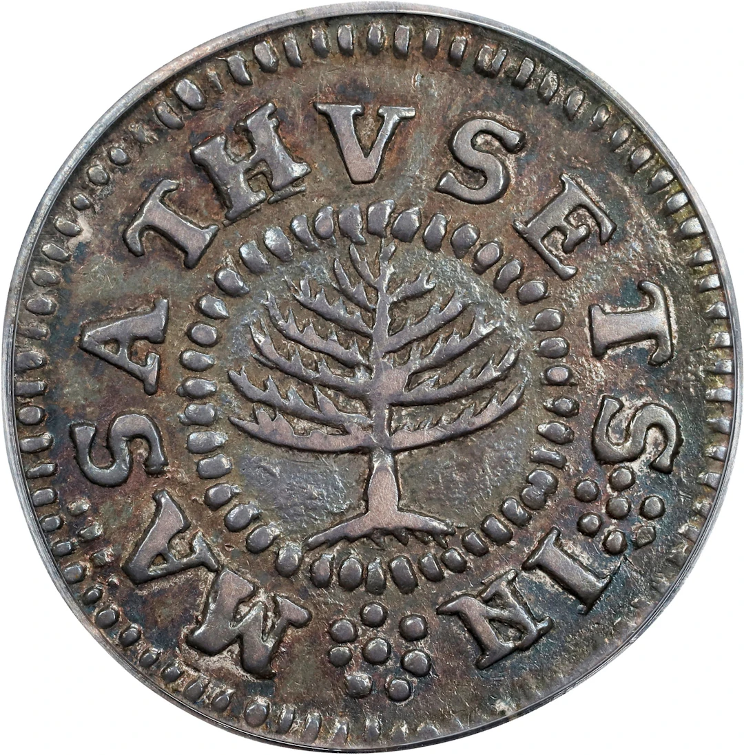1652 Pine Tree Shilling. Small Planchet. Noe-17, Salmon 3-B, W-840.