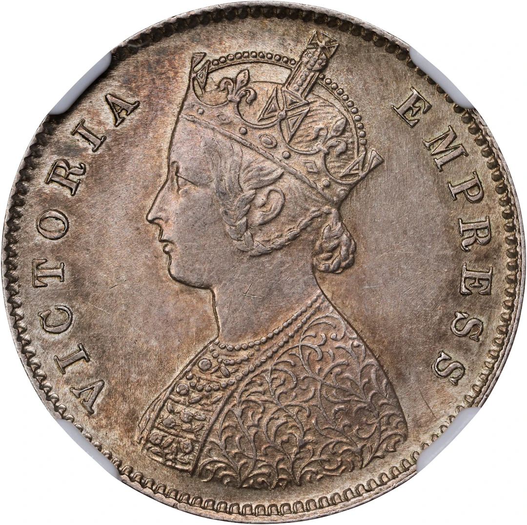INDIA. 1/2 Rupee, 1894-C. Calcutta Mint. Victoria. NGC MS-63.